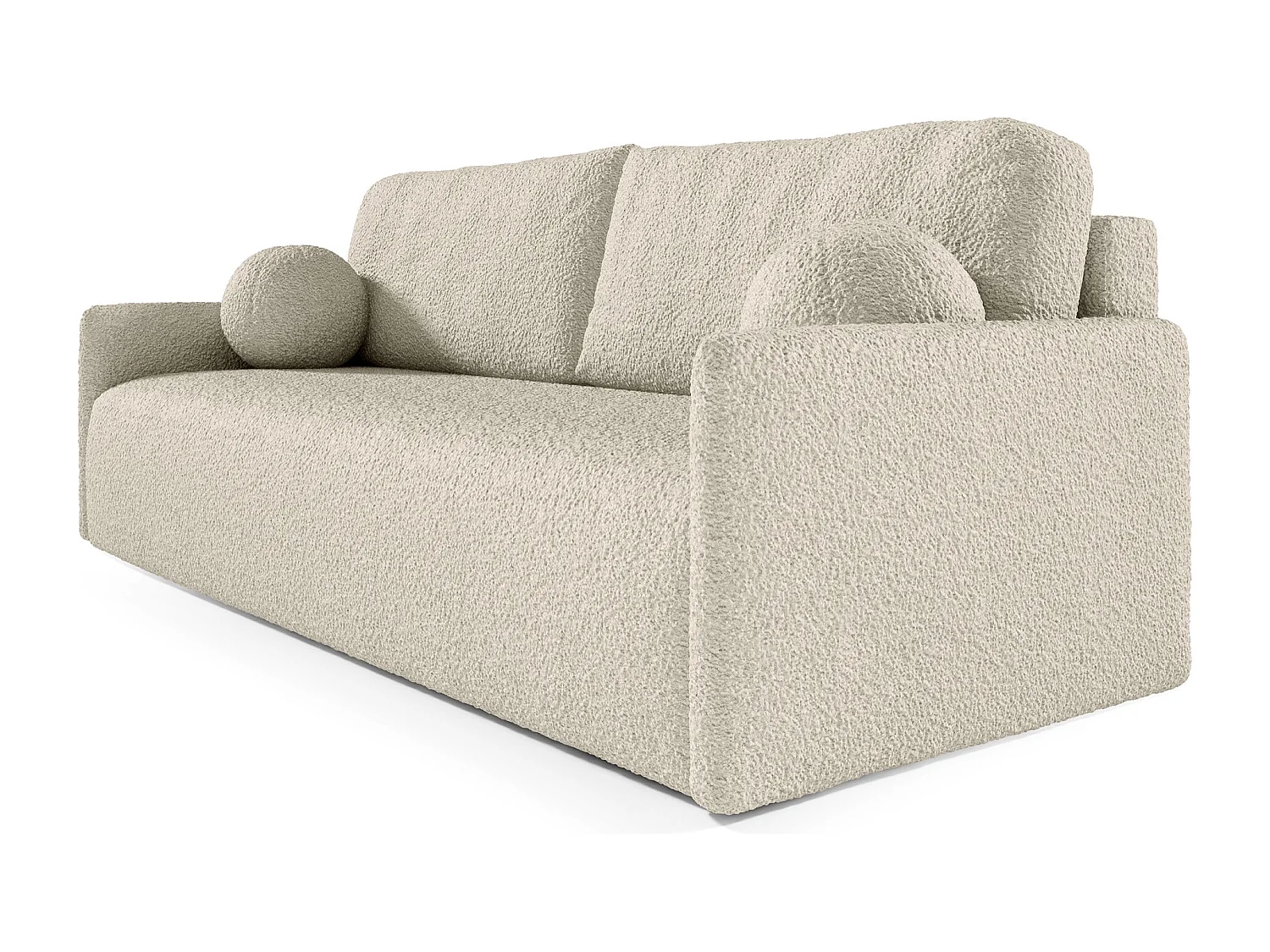 Canapé convertible 3 places - en bouclette beige - GLOVE