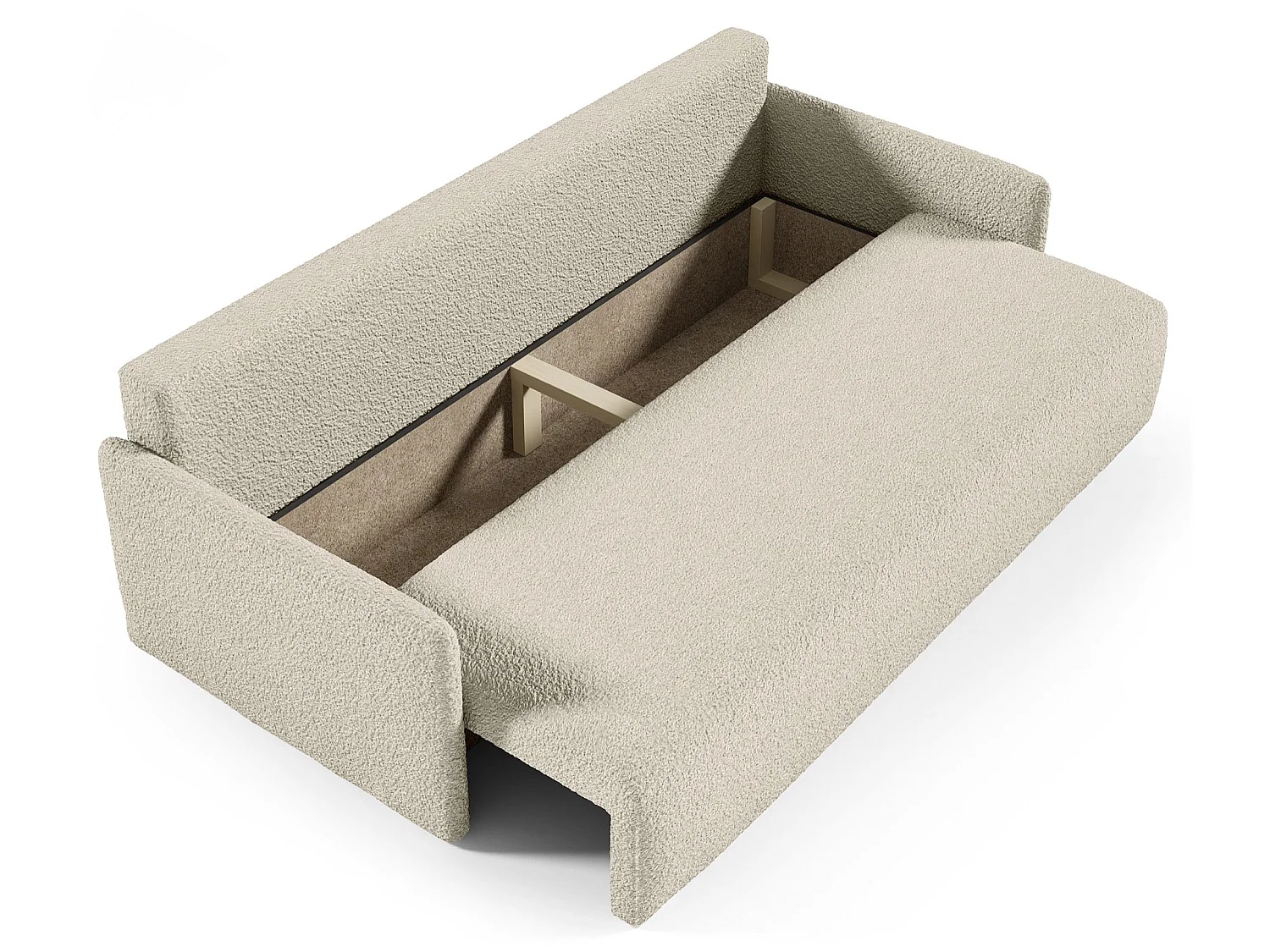 Canapé convertible 3 places - en bouclette beige - GLOVE