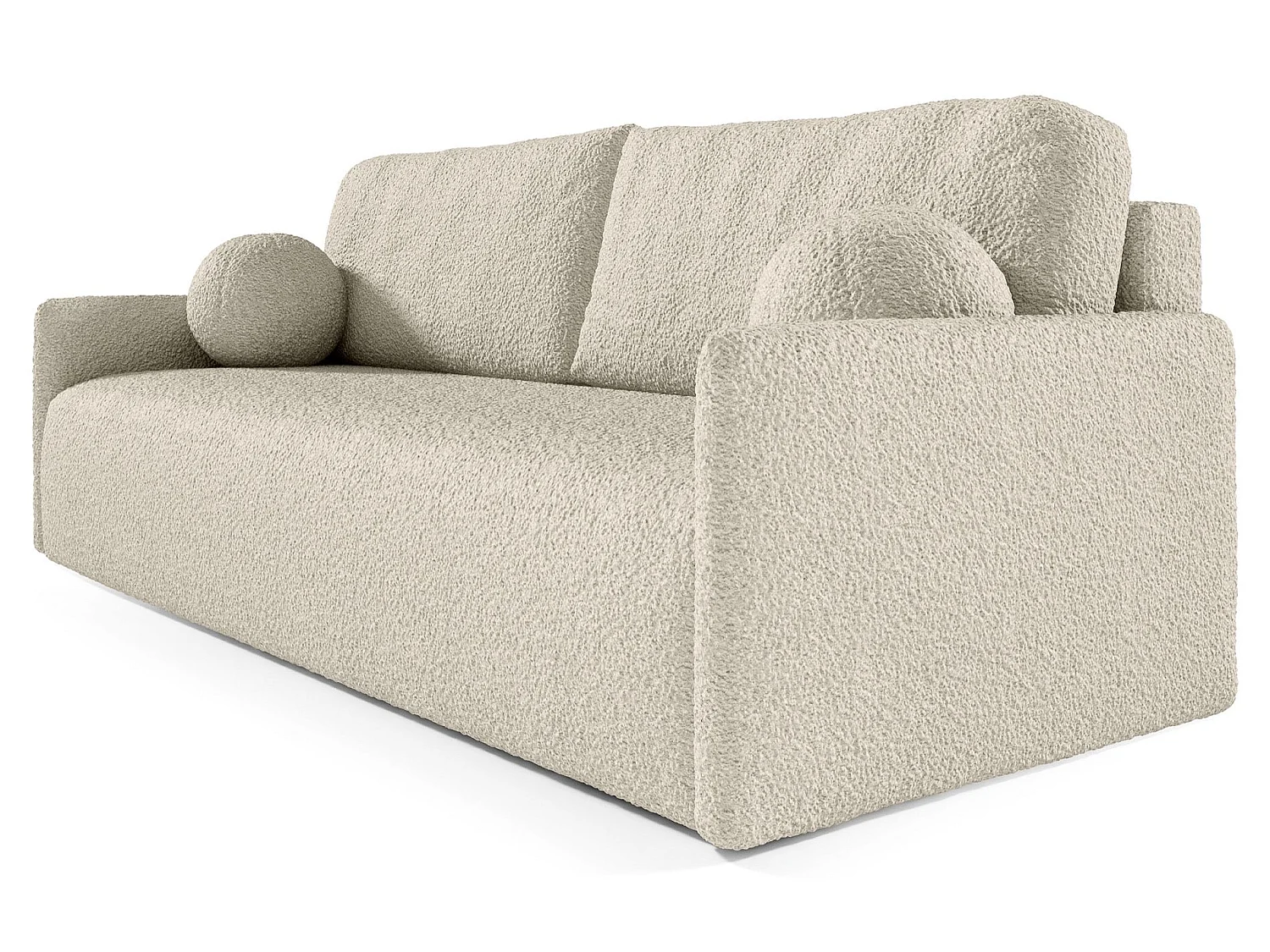 Canapé convertible 3 places - en bouclette beige - GLOVE