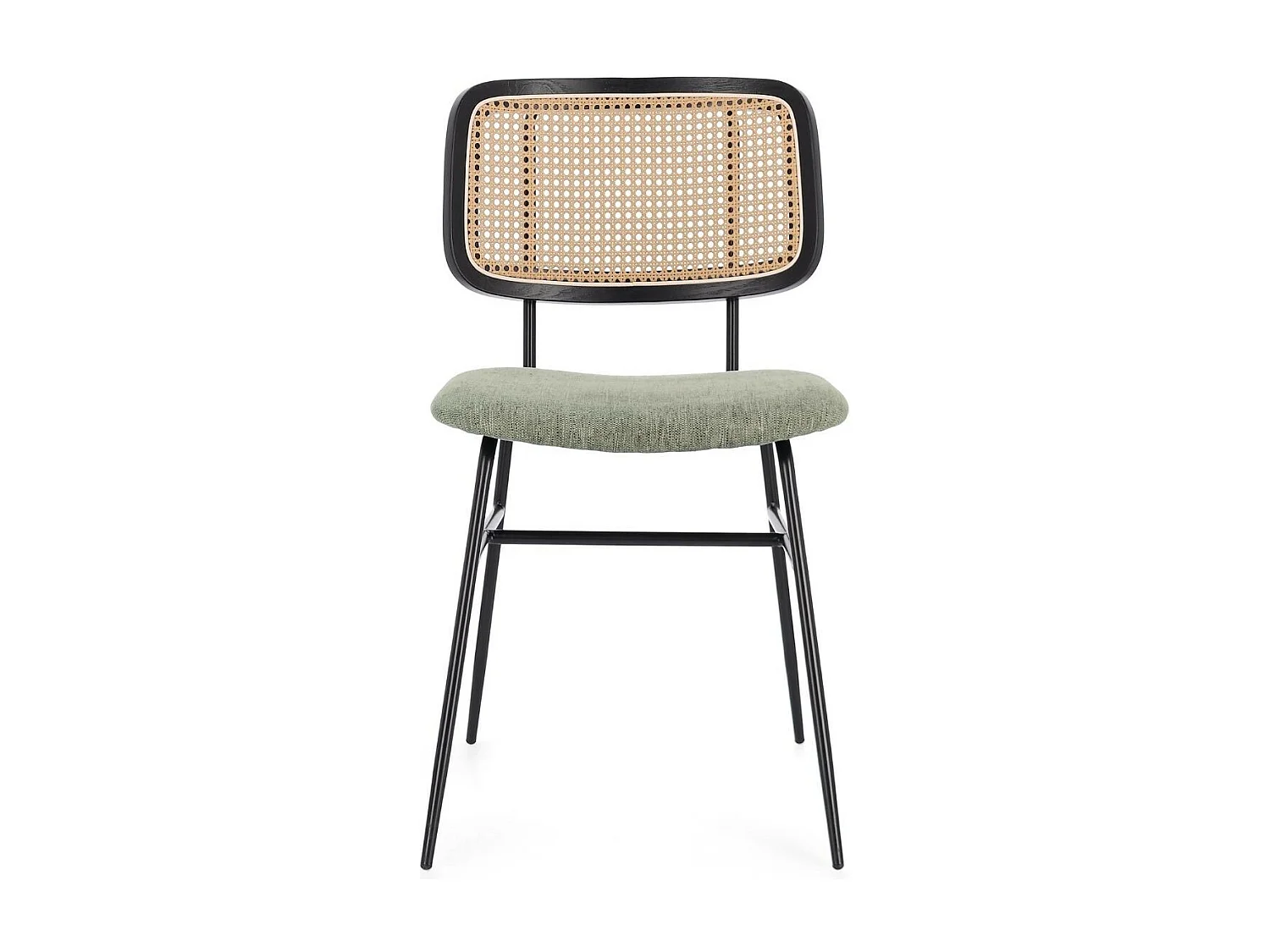 Chaises de salle à manger en cannage et tissu (lot de 2) - GLORIA