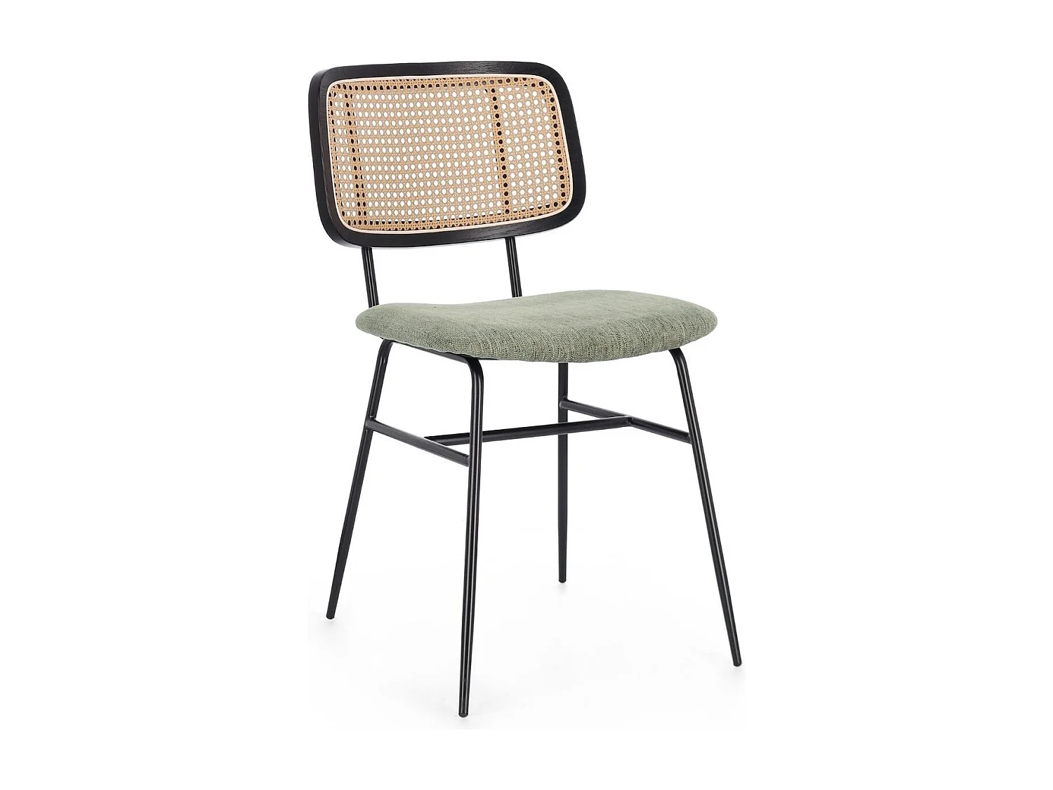 Chaises de salle à manger en cannage et tissu (lot de 2) - GLORIA