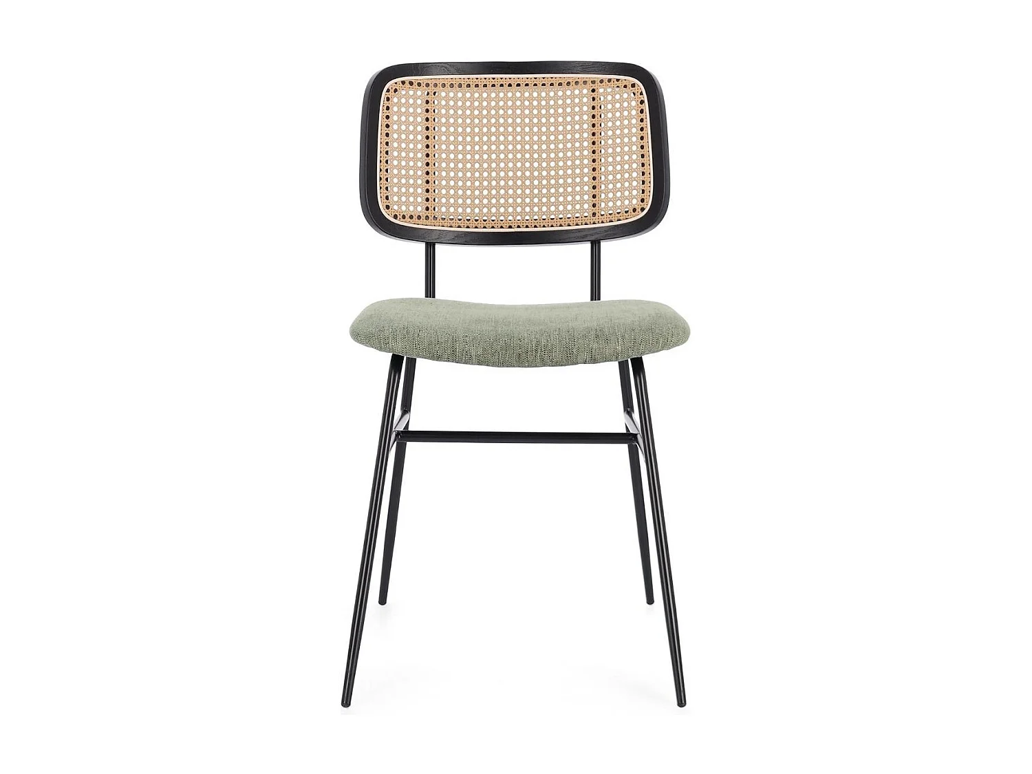 Chaises de salle à manger en cannage et tissu (lot de 2) - GLORIA