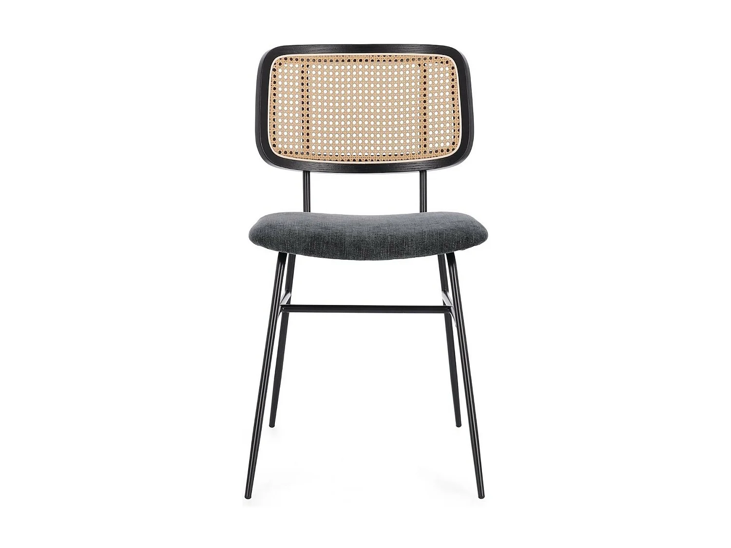 Chaises de salle à manger en cannage et tissu (lot de 2) - GLORIA