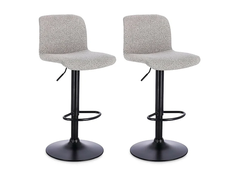 Tabourets de bar réglables en métal noir et tissu (lot de 2) - RAPHAEL