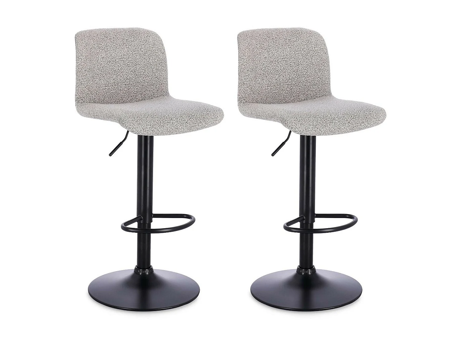 Tabourets de bar réglables en métal noir et tissu (lot de 2) - RAPHAEL