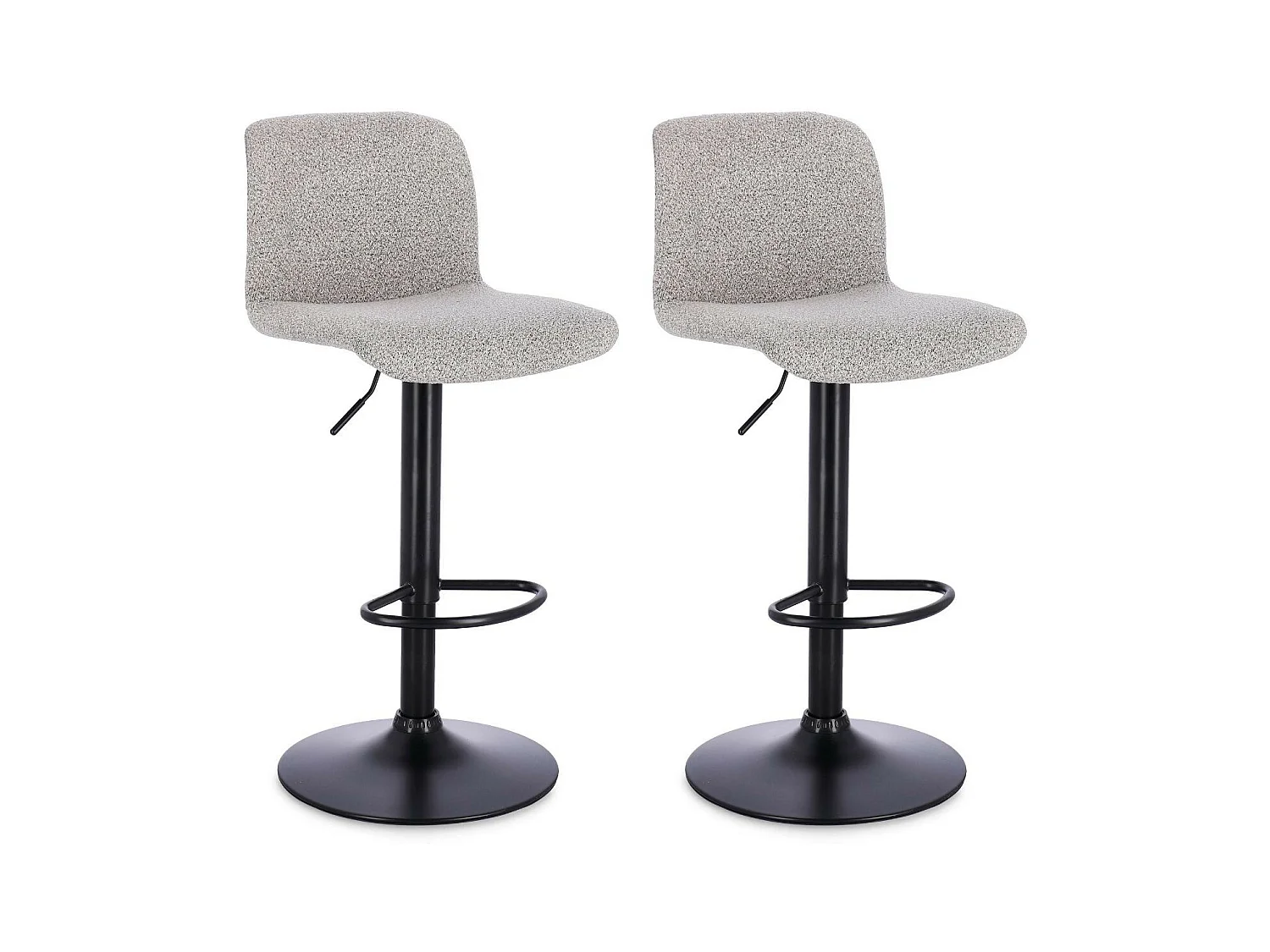 Tabourets de bar réglables en métal noir et tissu (lot de 2) - RAPHAEL