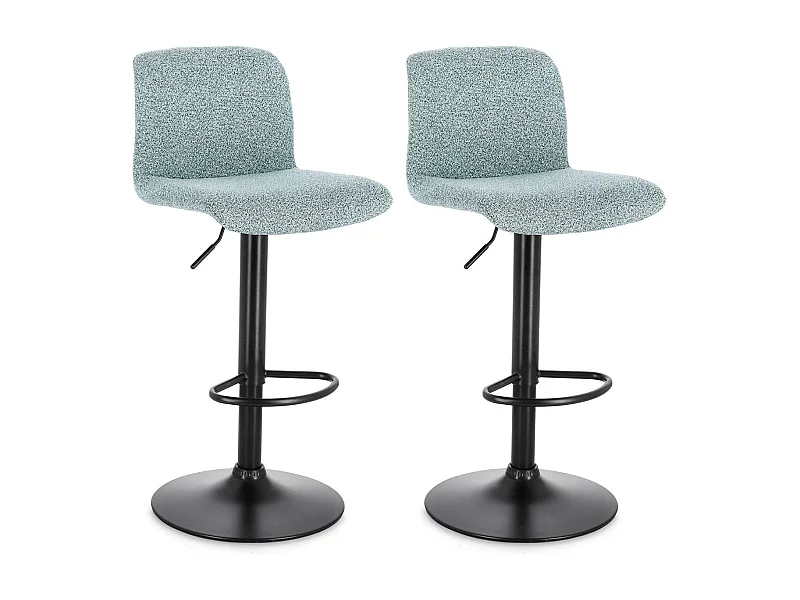 Tabourets de bar réglables en métal noir et tissu (lot de 2) - RAPHAEL