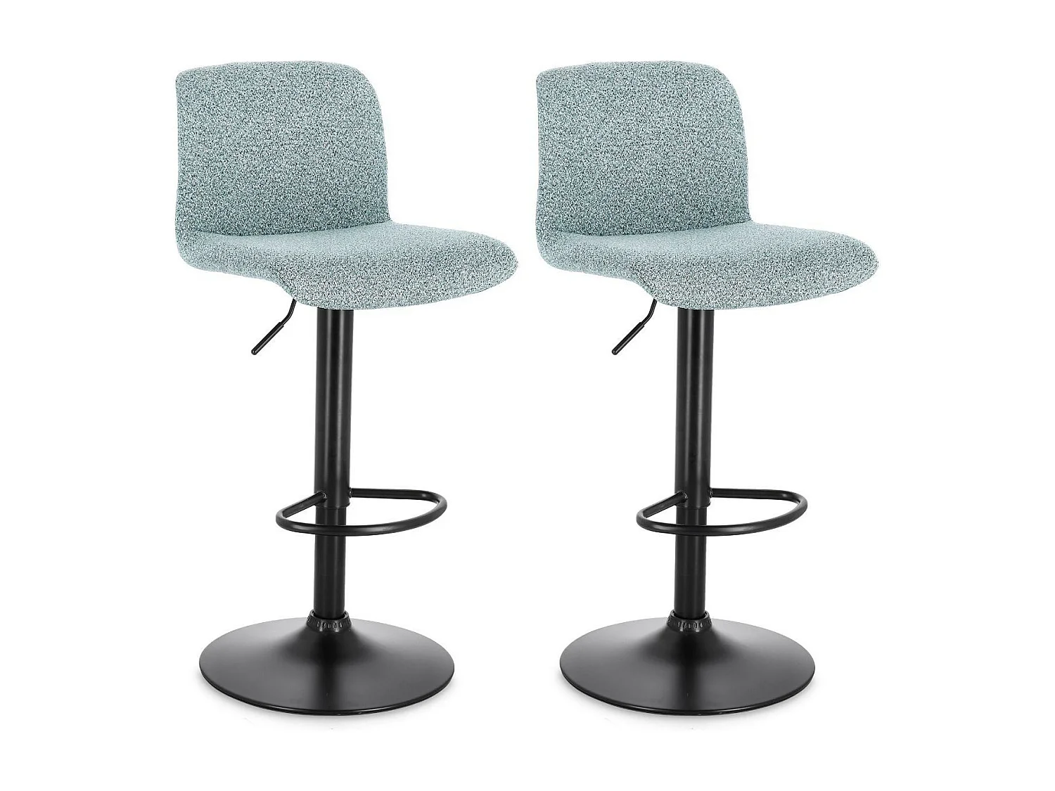 Tabourets de bar réglables en métal noir et tissu (lot de 2) - RAPHAEL