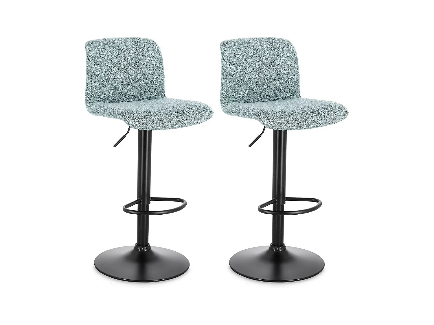 Tabourets de bar réglables en métal noir et tissu (lot de 2) - RAPHAEL