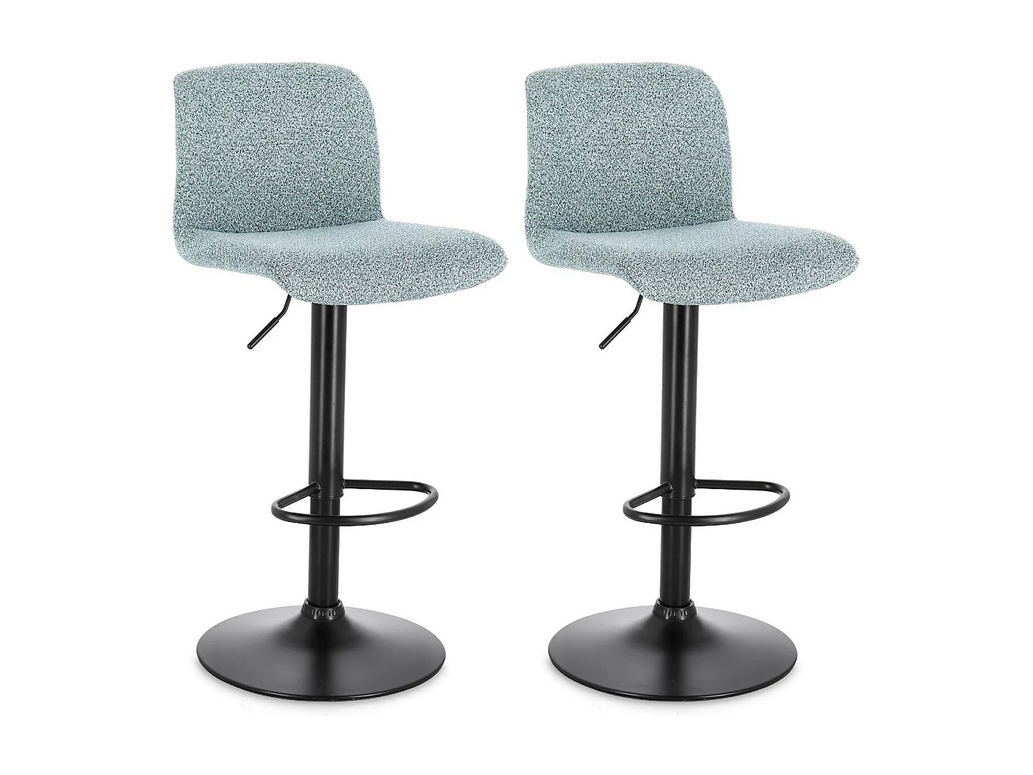 Tabourets de bar réglables en métal noir et tissu (lot de 2) - RAPHAEL