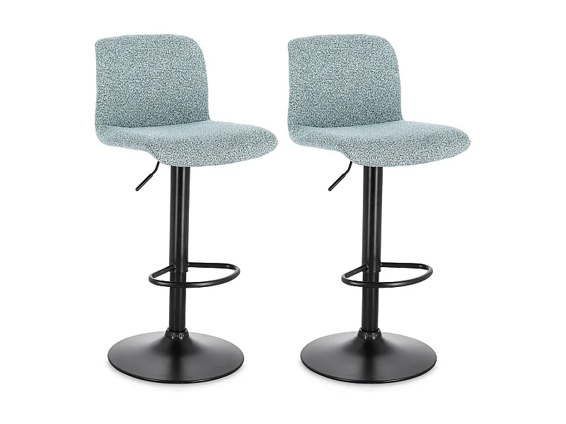 Tabourets de bar réglables en métal noir et tissu (lot de 2) - RAPHAEL