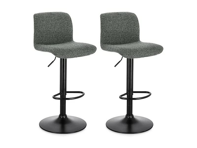 Tabourets de bar réglables en métal noir et tissu (lot de 2) - RAPHAEL
