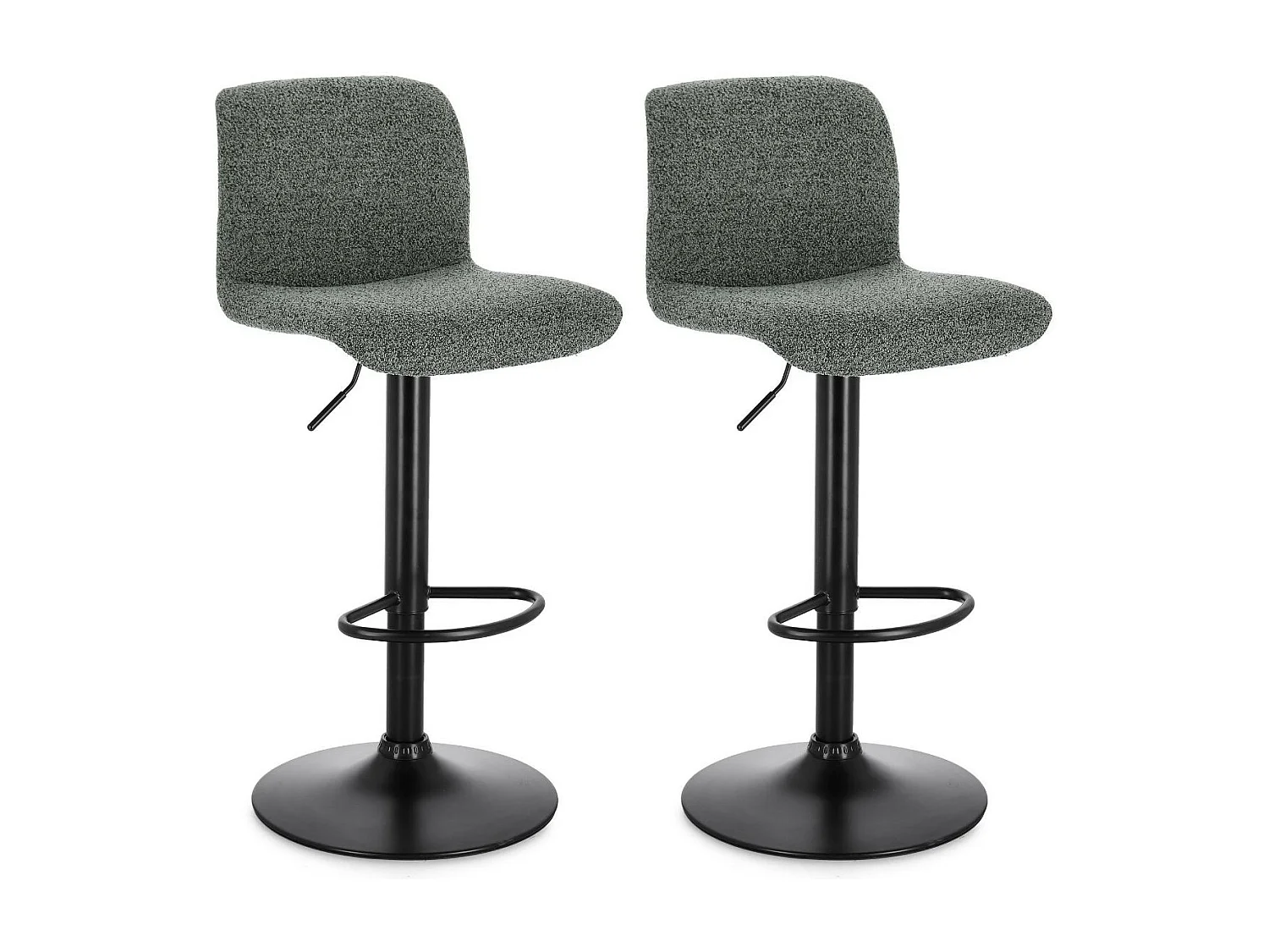 Tabourets de bar réglables en métal noir et tissu (lot de 2) - RAPHAEL