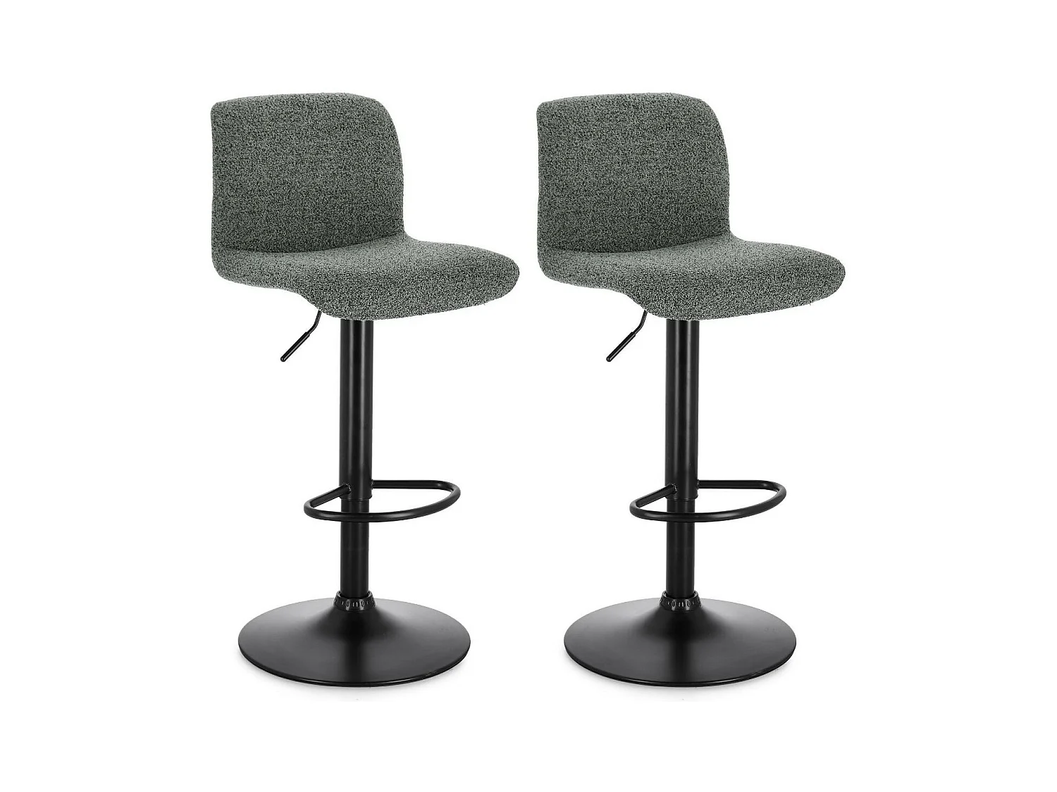 Tabourets de bar réglables en métal noir et tissu (lot de 2) - RAPHAEL
