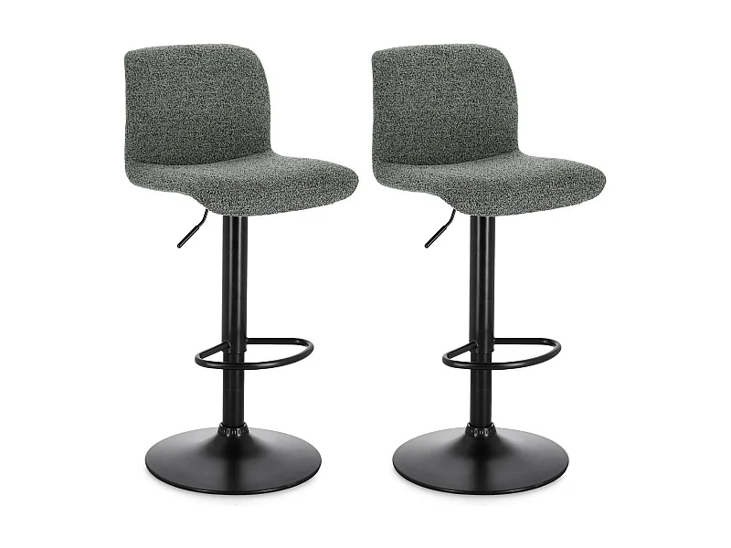 Tabourets de bar réglables en métal noir et tissu (lot de 2) - RAPHAEL