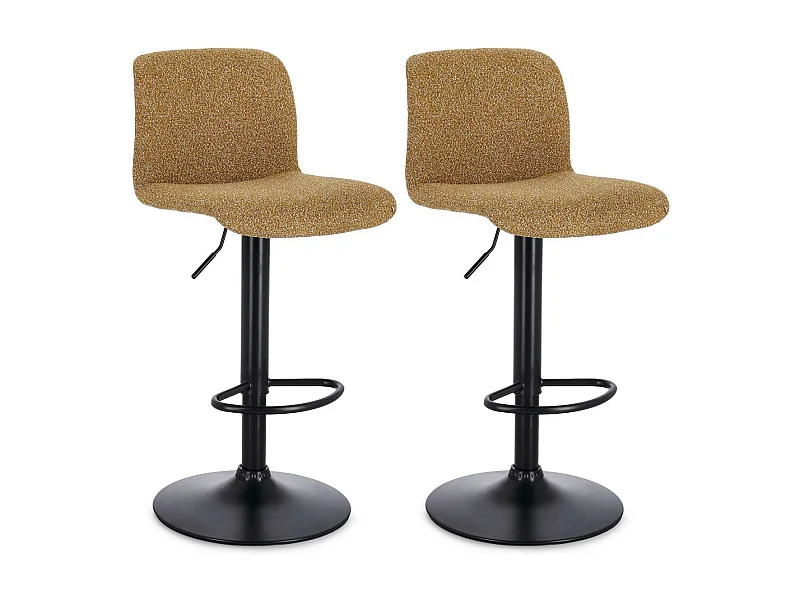 Tabourets de bar réglables en métal noir et tissu (lot de 2) - RAPHAEL