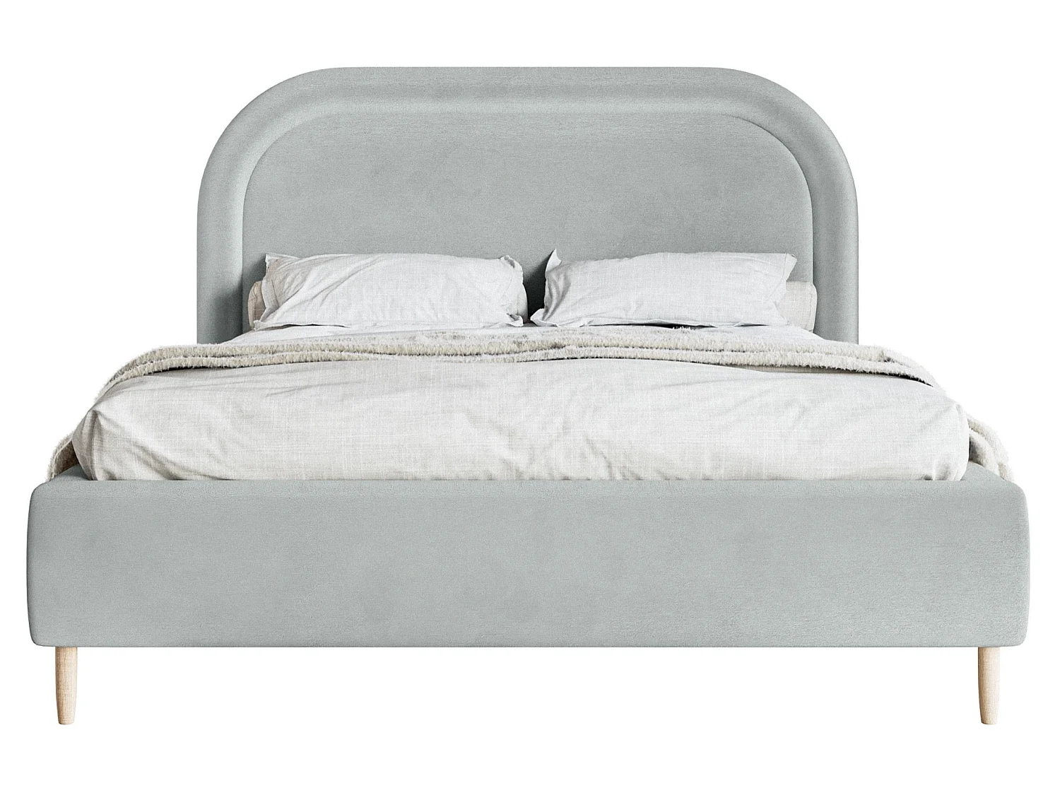 Lit capitonné double - 140x200 cm - en velours déperlant gris perle - LOREO