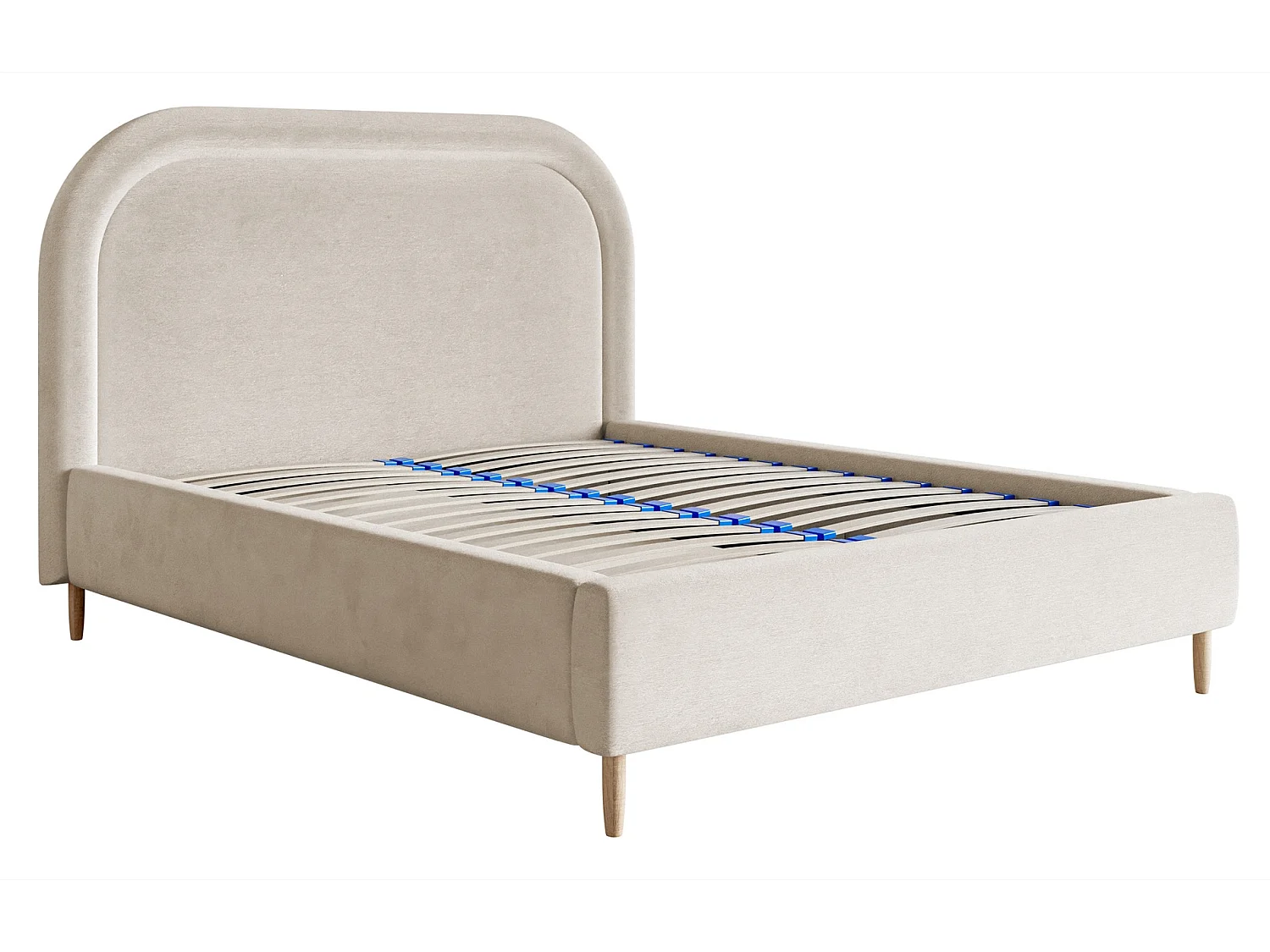 Lit capitonné double - 160x200 cm - en velours déperlant grège - LOREO