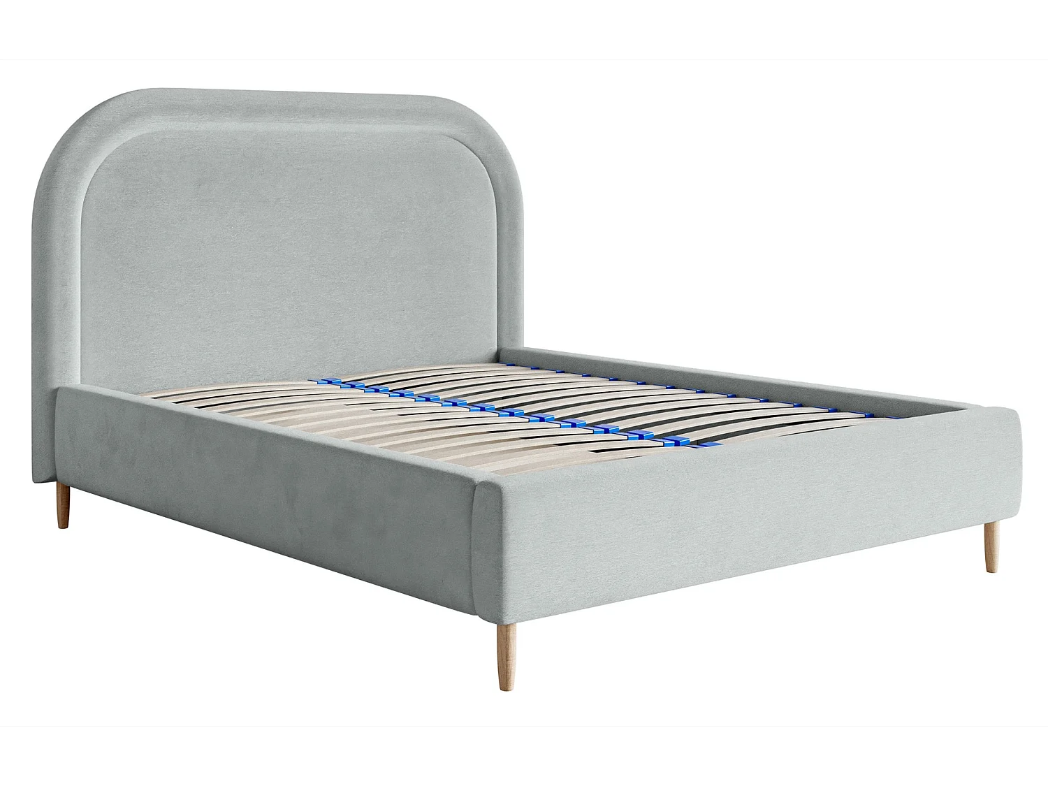 Tweepersoonsbed gestoffeerd - 160x200 cm - in waterafstotend parelgrijs fluweel - LOREO