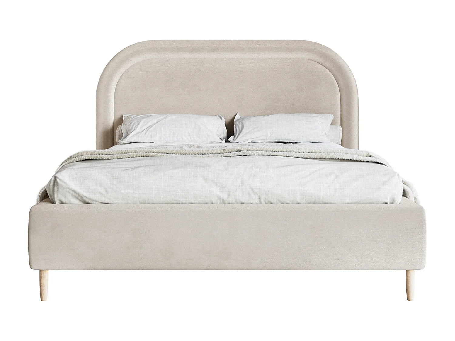 Lit capitonné double - 180x200 cm - en velours déperlant grège - LOREO