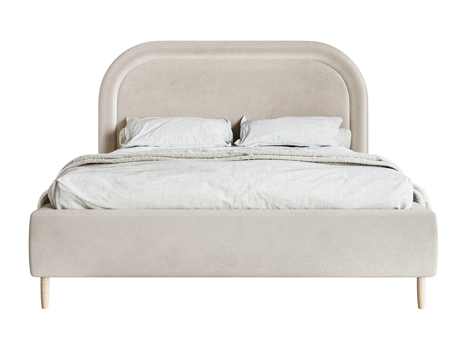 Lit capitonné double - 140x200 cm - en velours déperlant grège - LOREO