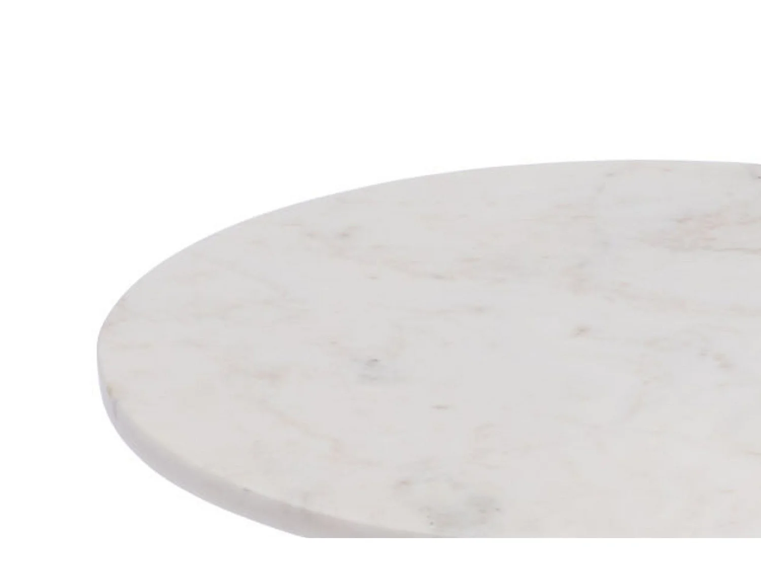 Bout de canapé tulipe en métal argenté et marbre blanc D46 - PLAKA