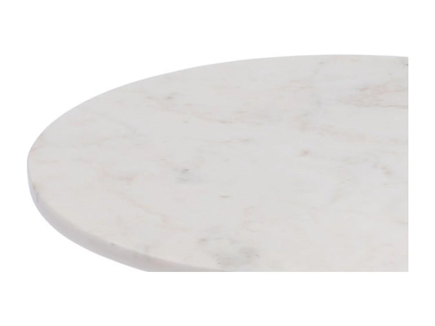 Bout de canapé tulipe en métal argenté et marbre blanc D46 - PLAKA