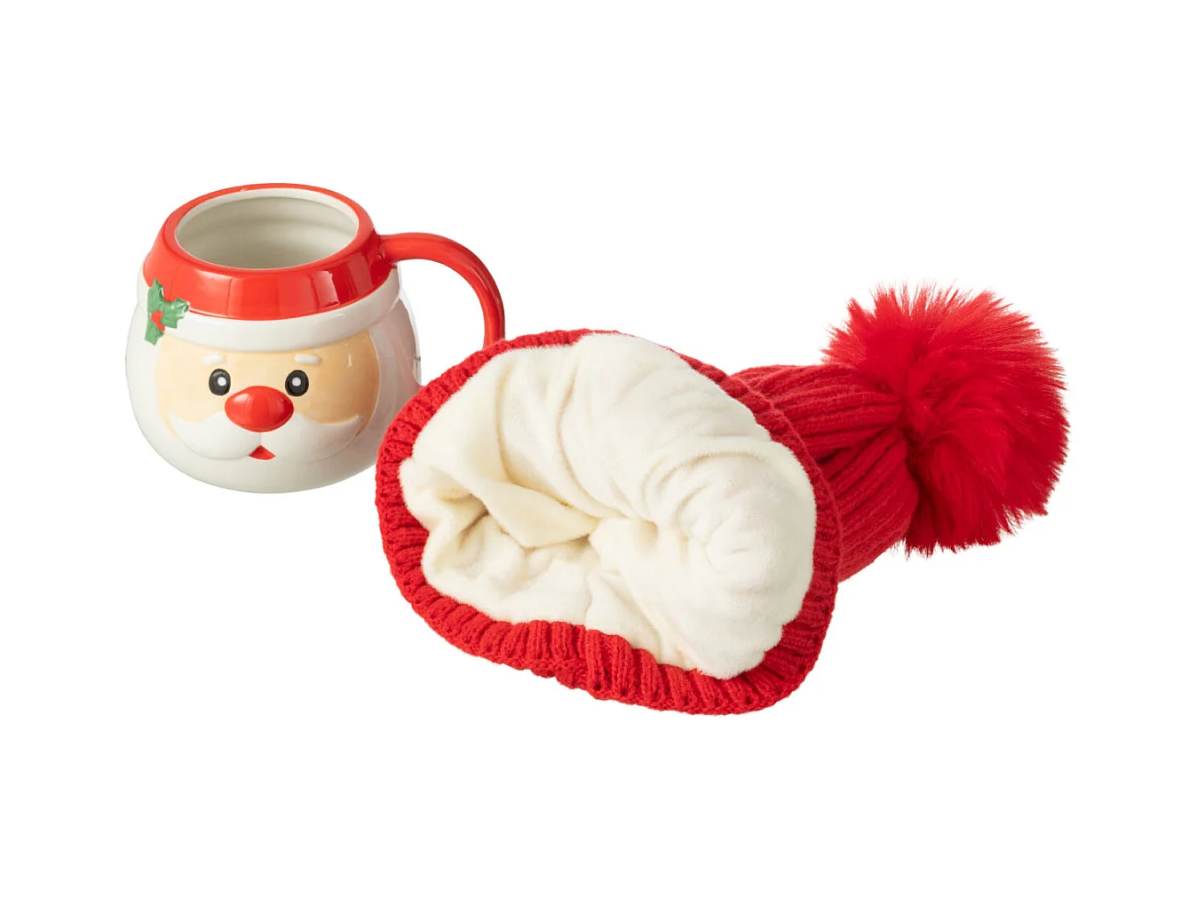 Tasse en Céramique & Bonnet "Père Noël" 30cm Multicolore