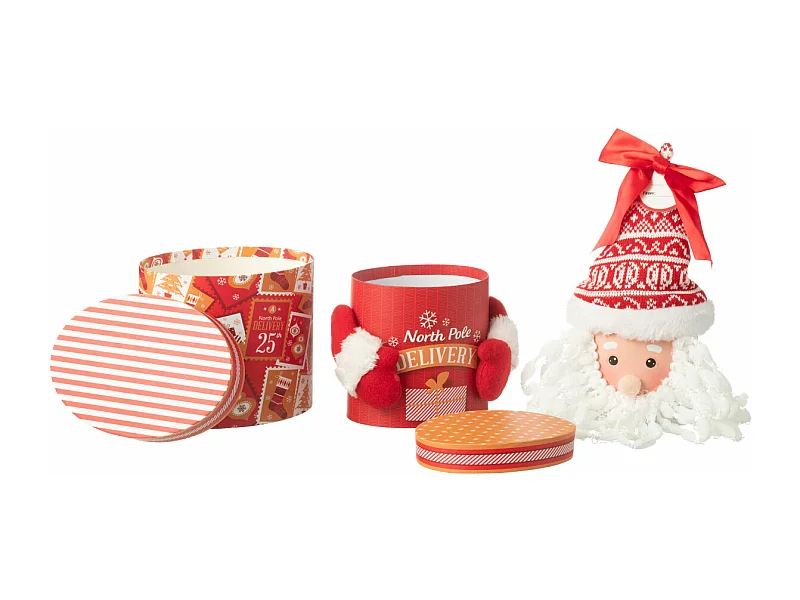 Boîte Cadeau Père Noël "Delivery" 47cm Rouge