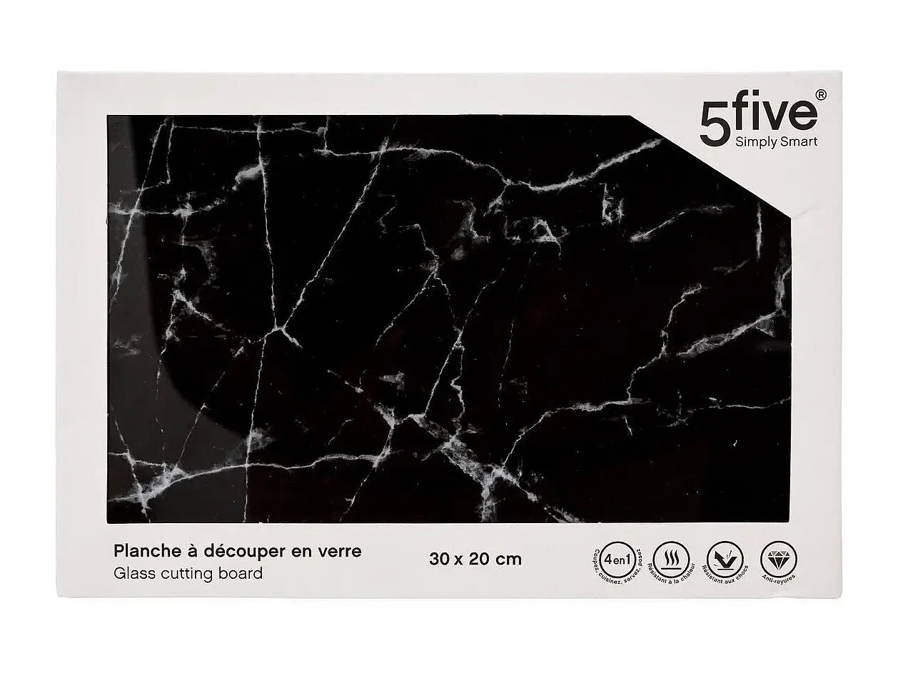 Planche à Découper en Verre "Marbre" 30cm Noir