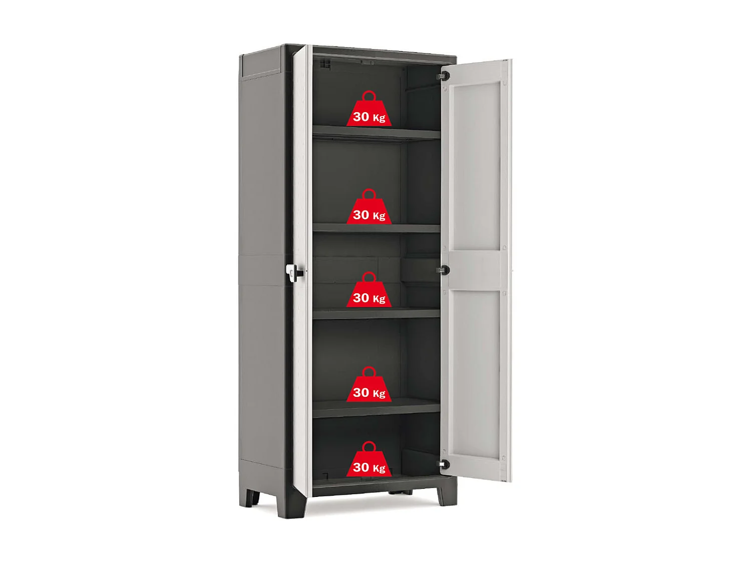 Armoire de rangement avec étagères Titan Noir et gris 182 cm