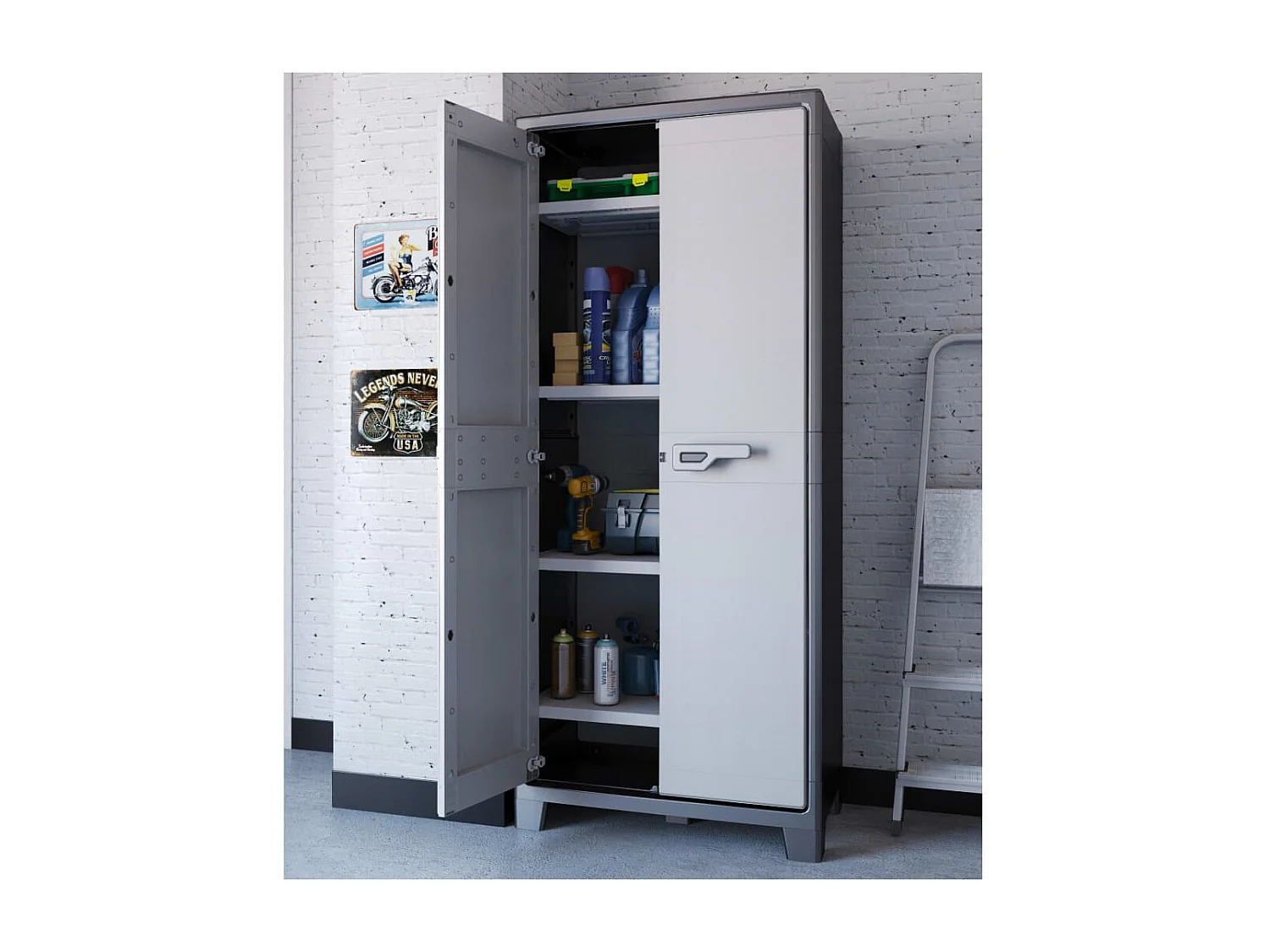 Armoire de rangement avec étagères Titan Noir et gris 182 cm