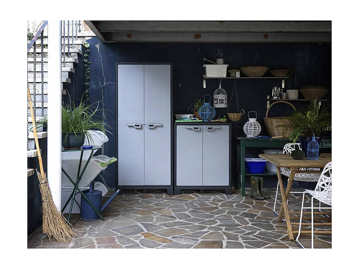 Armoire de rangement avec étagères Titan Noir et gris 182 cm