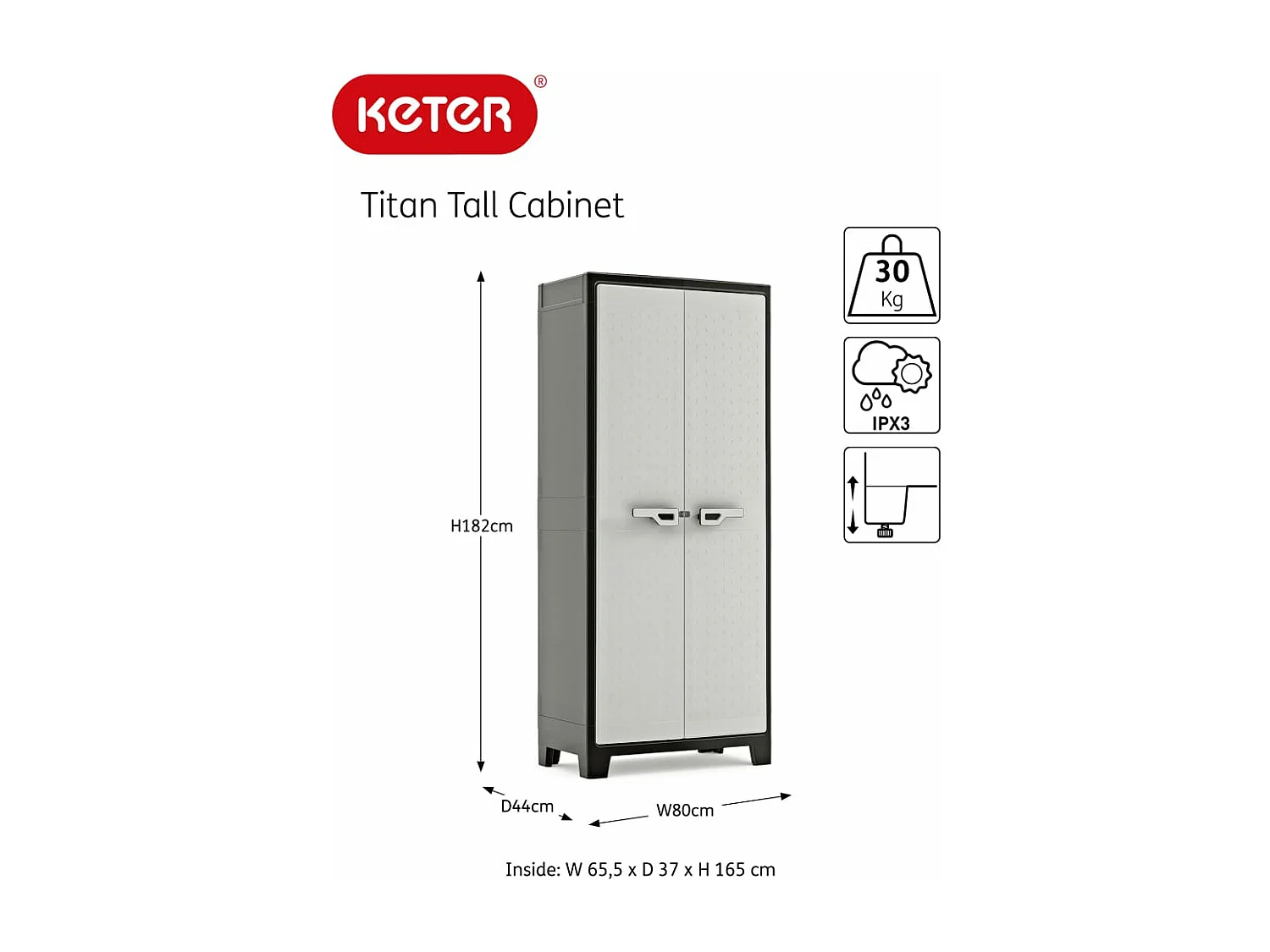 Armoire de rangement avec étagères Titan Noir et gris 182 cm