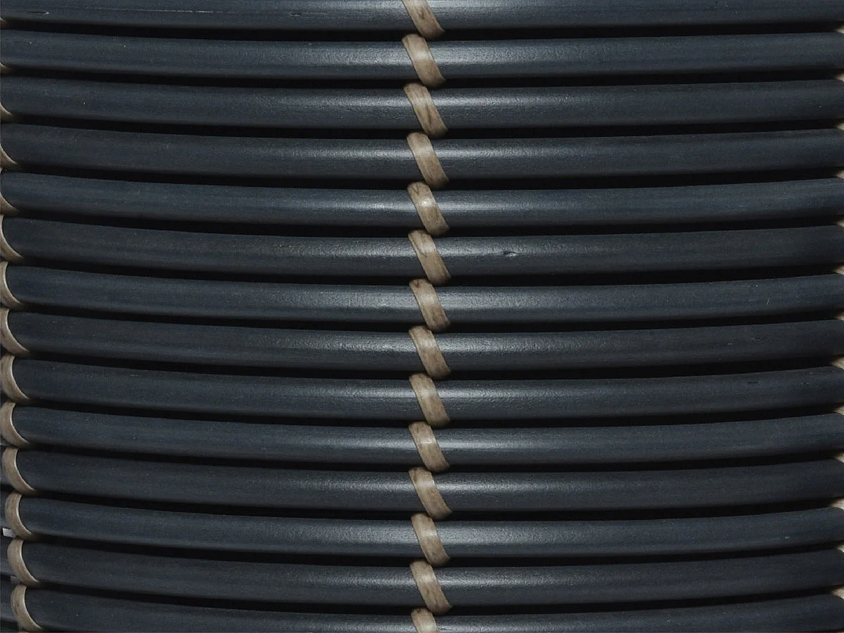 Lot de 2 cache-pots en polyrotin anthracite rond sur pieds - Jardideco