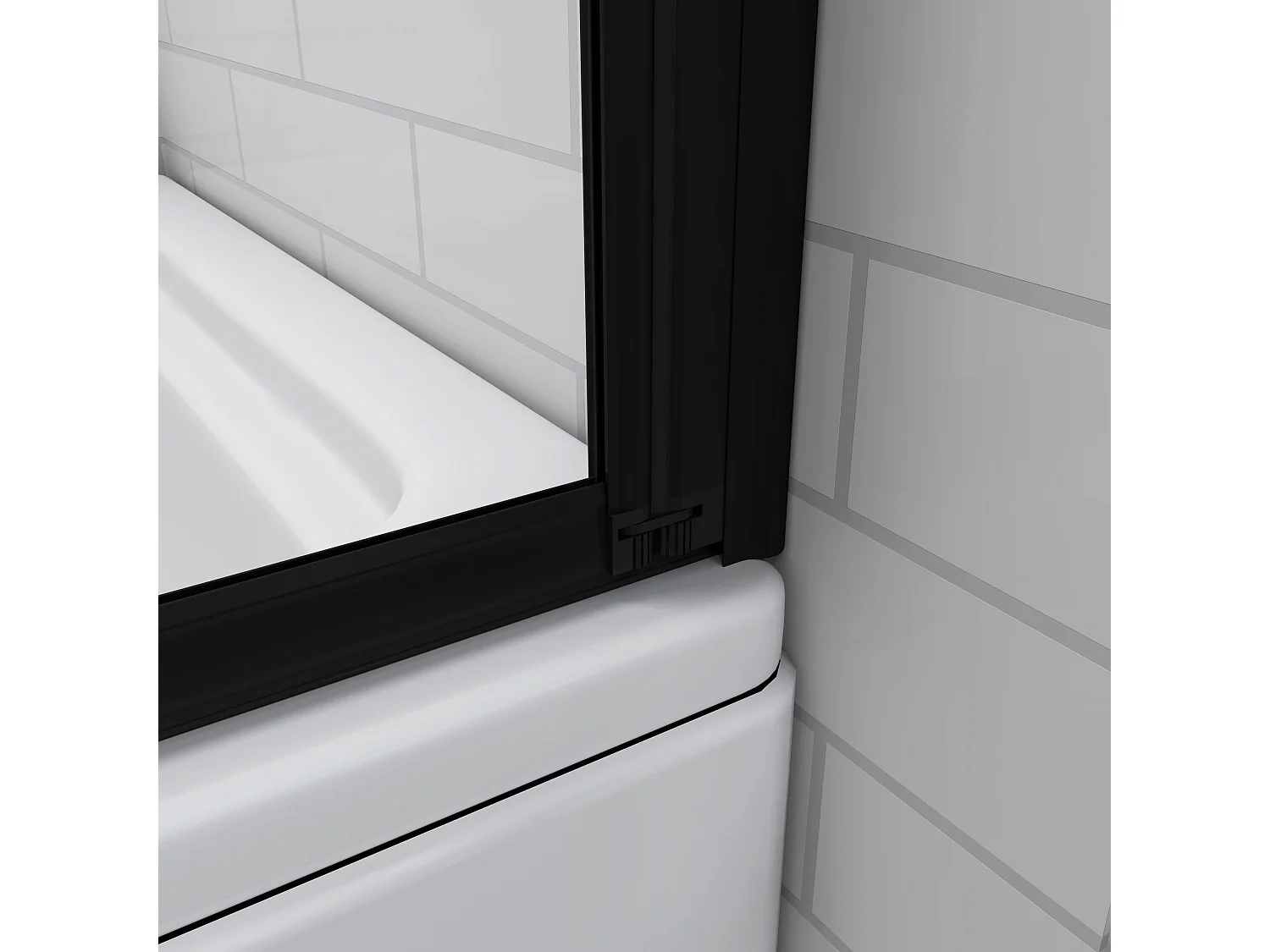 Mampara de Bañera 2 Hojas Plegables Vidrio Templado 4mm Perfil Negro Mate Tamaño:(890-900)x1400mm-AICA