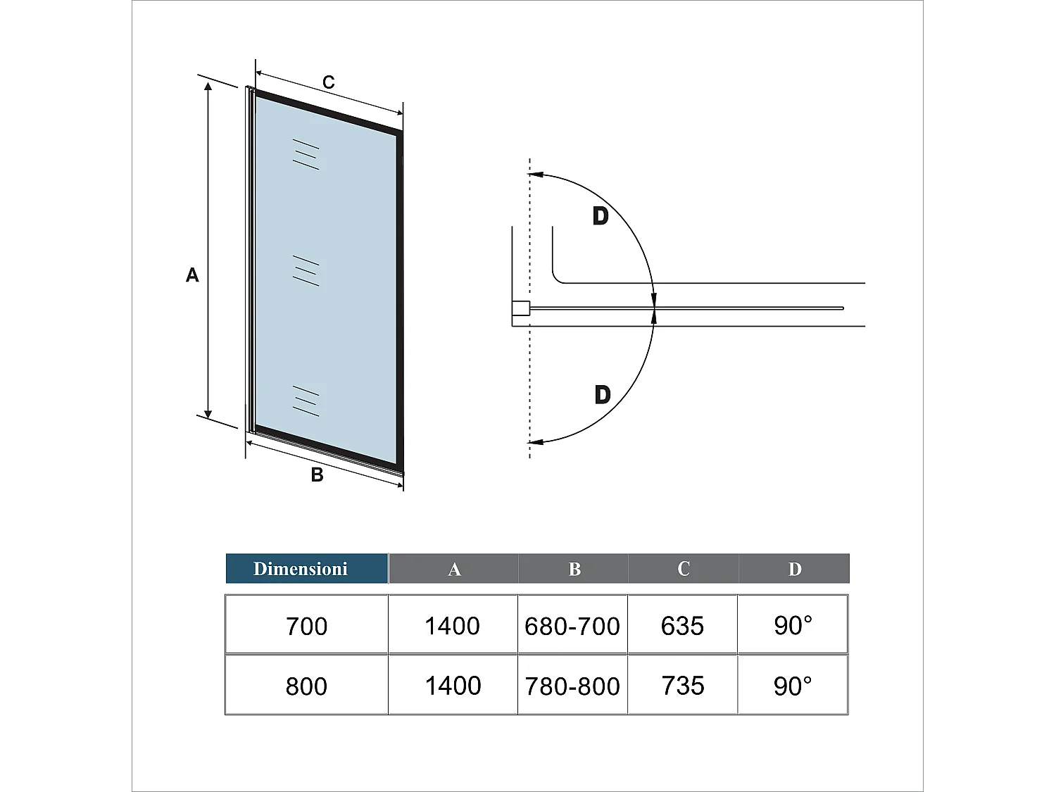 Painel de Banheira com rebordo em serigrafia preta Vidro temperado 4mm Tamanho:(680-700)x1400mm