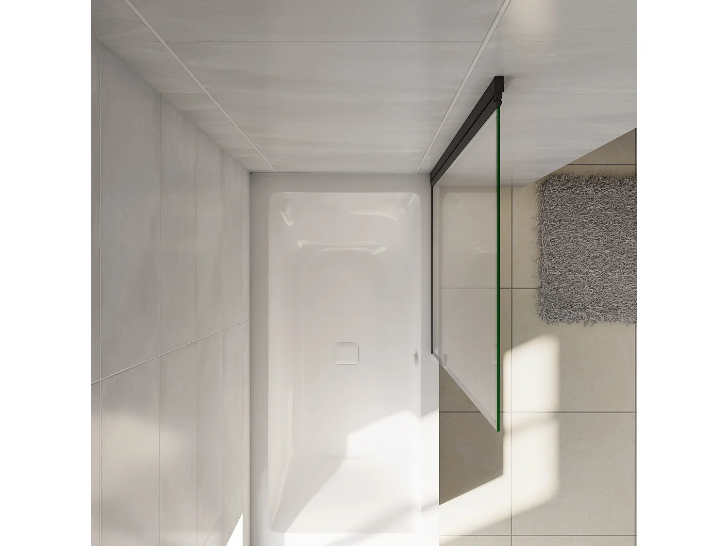 Mampara de Bañera borde de serigrafía negra Cristal Templado 4mm Tamaño:(680-700)x1400mm-AICA