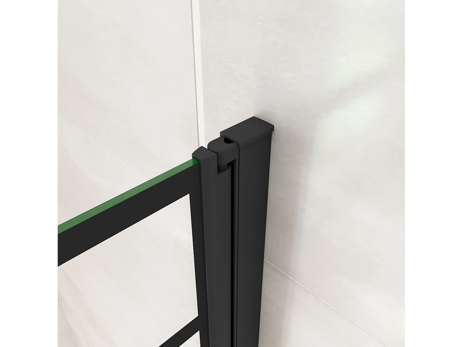 Mampara de Bañera Serigrafiada de línea negra con Perfil Negro Mate Abatible 1 Hoja Cristal Templado 6mm Tamaño:(780-800)x1400mm-AICA