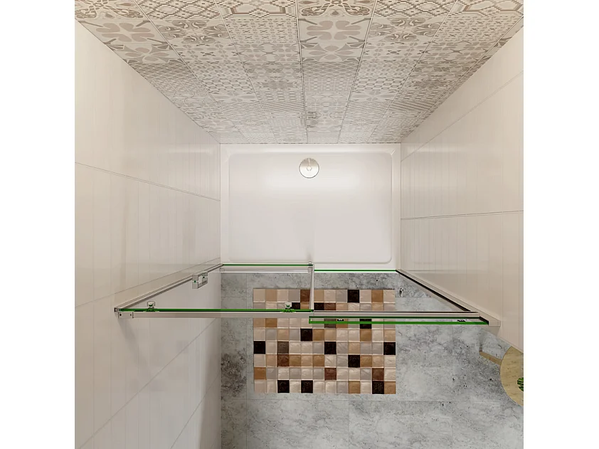 AICA Mampara de Ducha Frontal Corredera Perfil Cromado Vidrio Templado 6mm (1160-1200)x1950mm