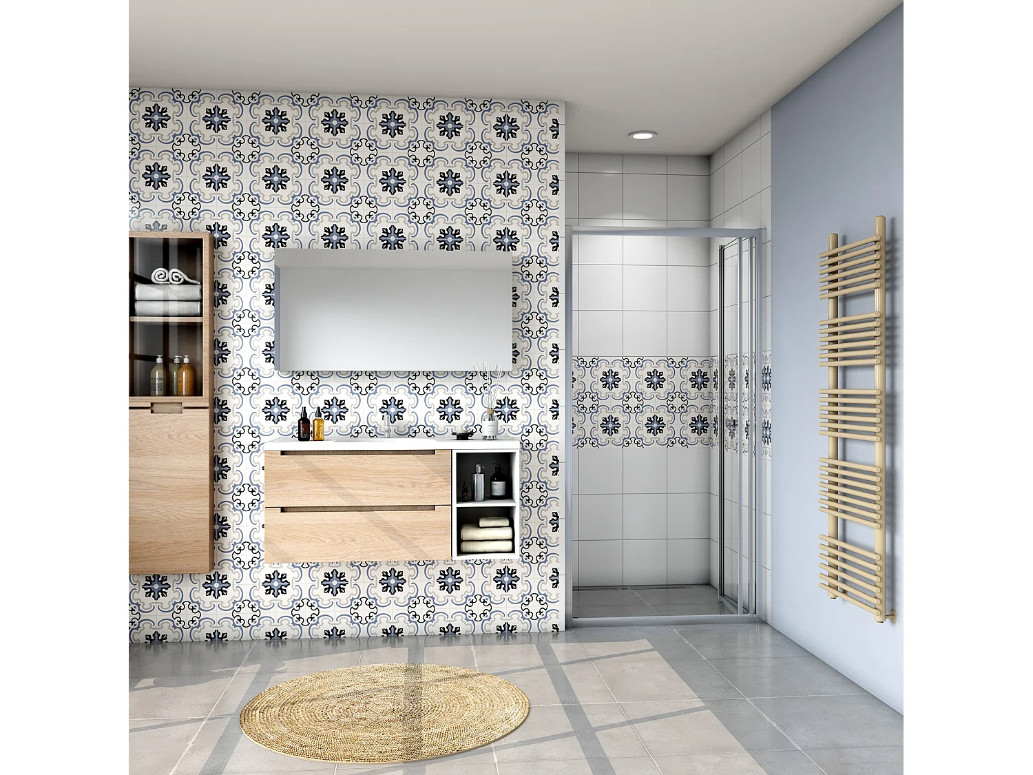 Porta de duche de fole Perfil cromado Vidro temperado 5mm (760-800)x1850mm-AICA