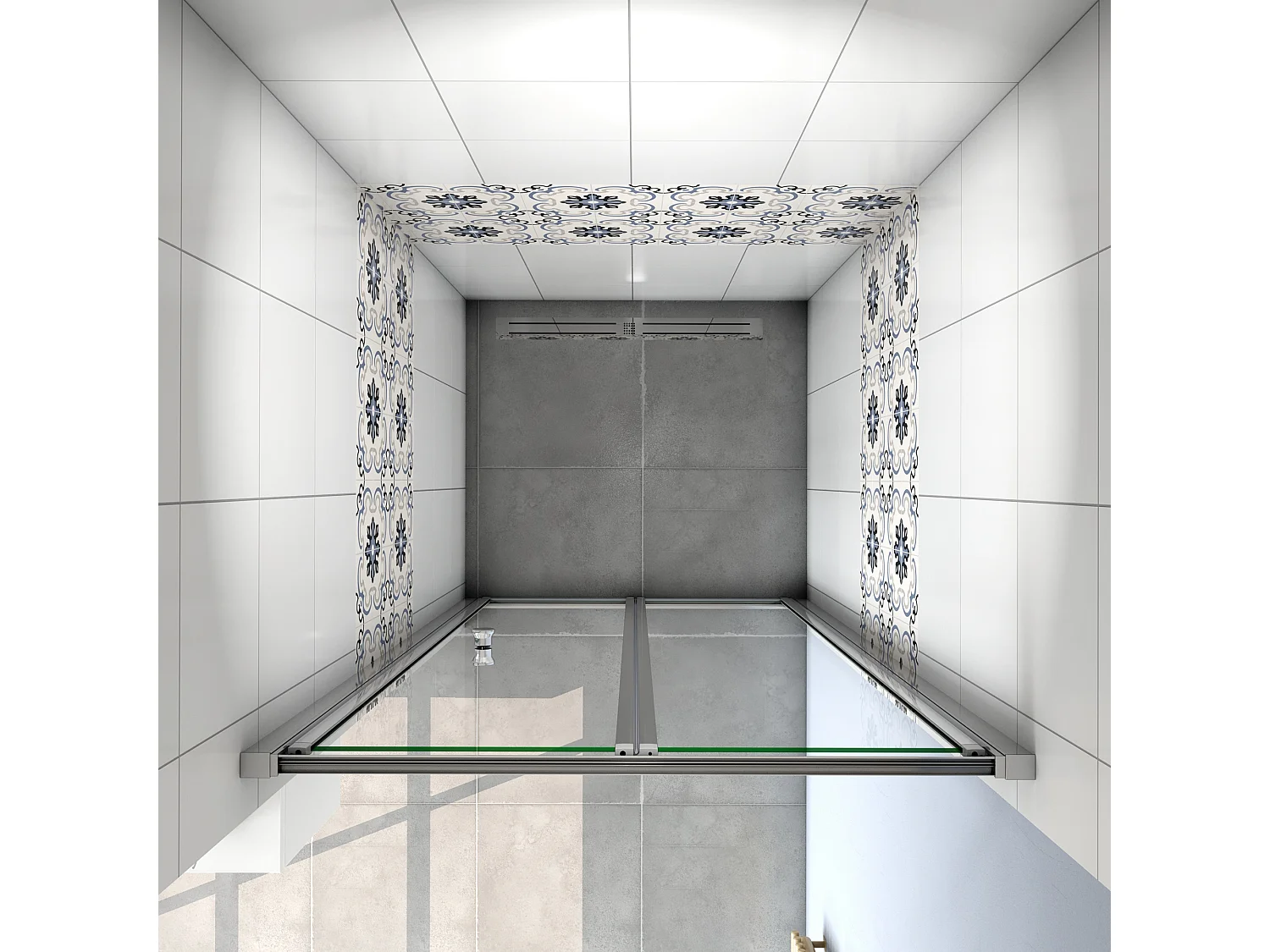 Porta de duche de fole Perfil cromado Vidro temperado 5mm (760-800)x1850mm-AICA