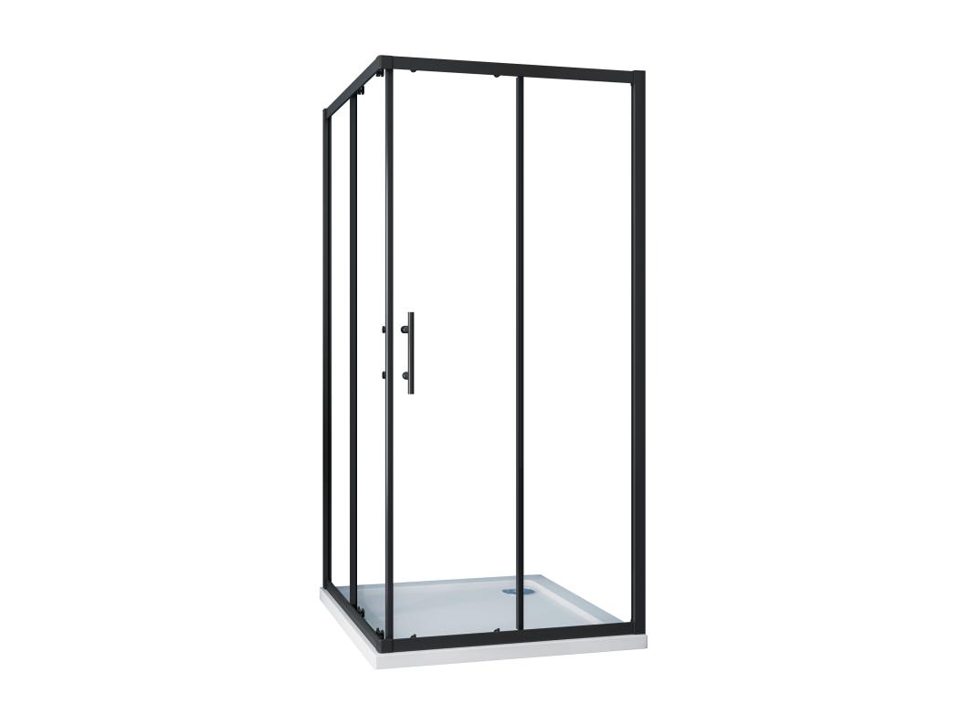 Cabine de duche rectangular correr Perfil preto mate Vidro Anticalcário 6mm (980-1000)x(680-700)x1900mm-AICA