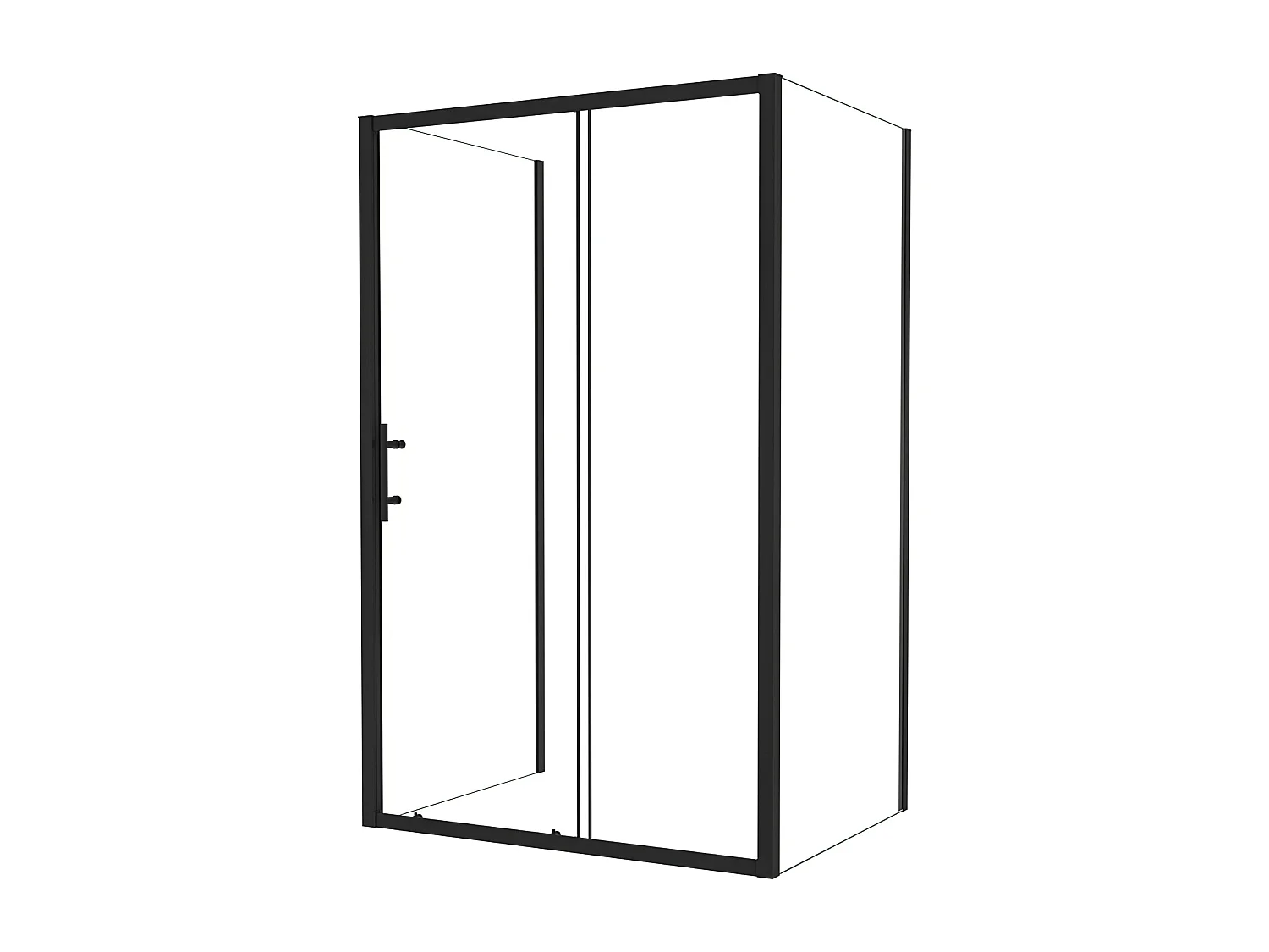 AICA Mampara de Ducha Rectangular Corredera Frontal+dos Paneles Fijos,Cristal Templado 5mm,Perfil Negro Mate (780-800)x(963-1003)x(780-800)x1850mm