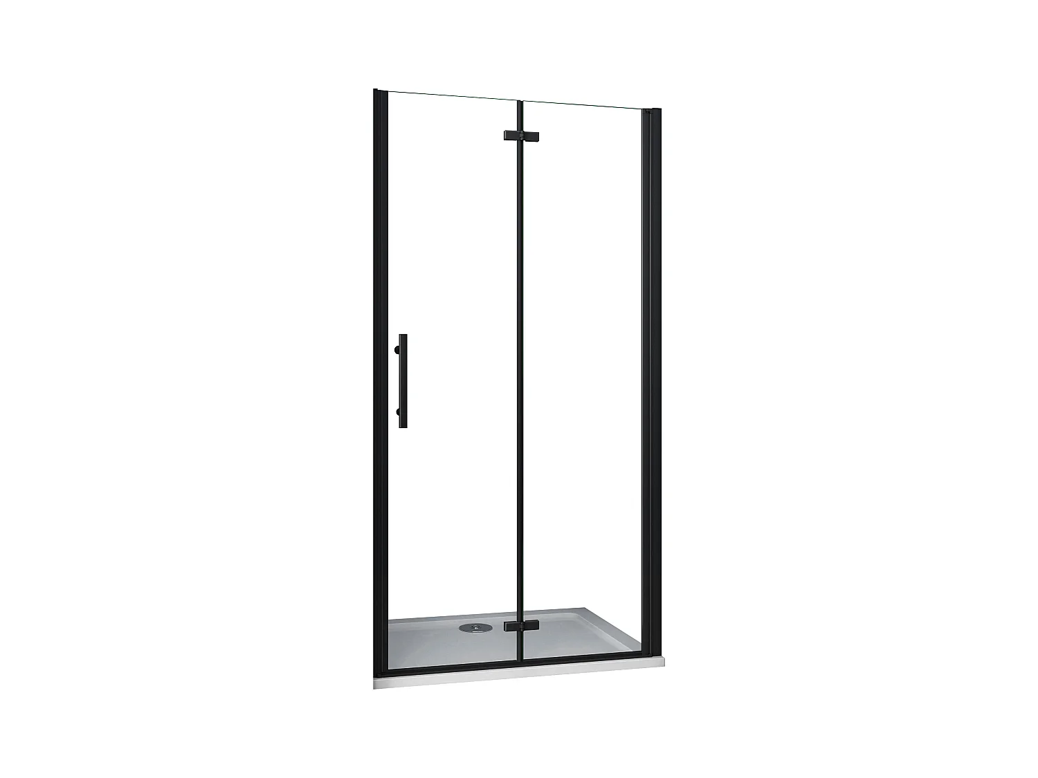 AICA Mampara de ducha Frontal dos hojas Plegables,Vidrio Templado Easyclean de 5 mm,Perfil Negro Mate,(1186-1216)x1900mm