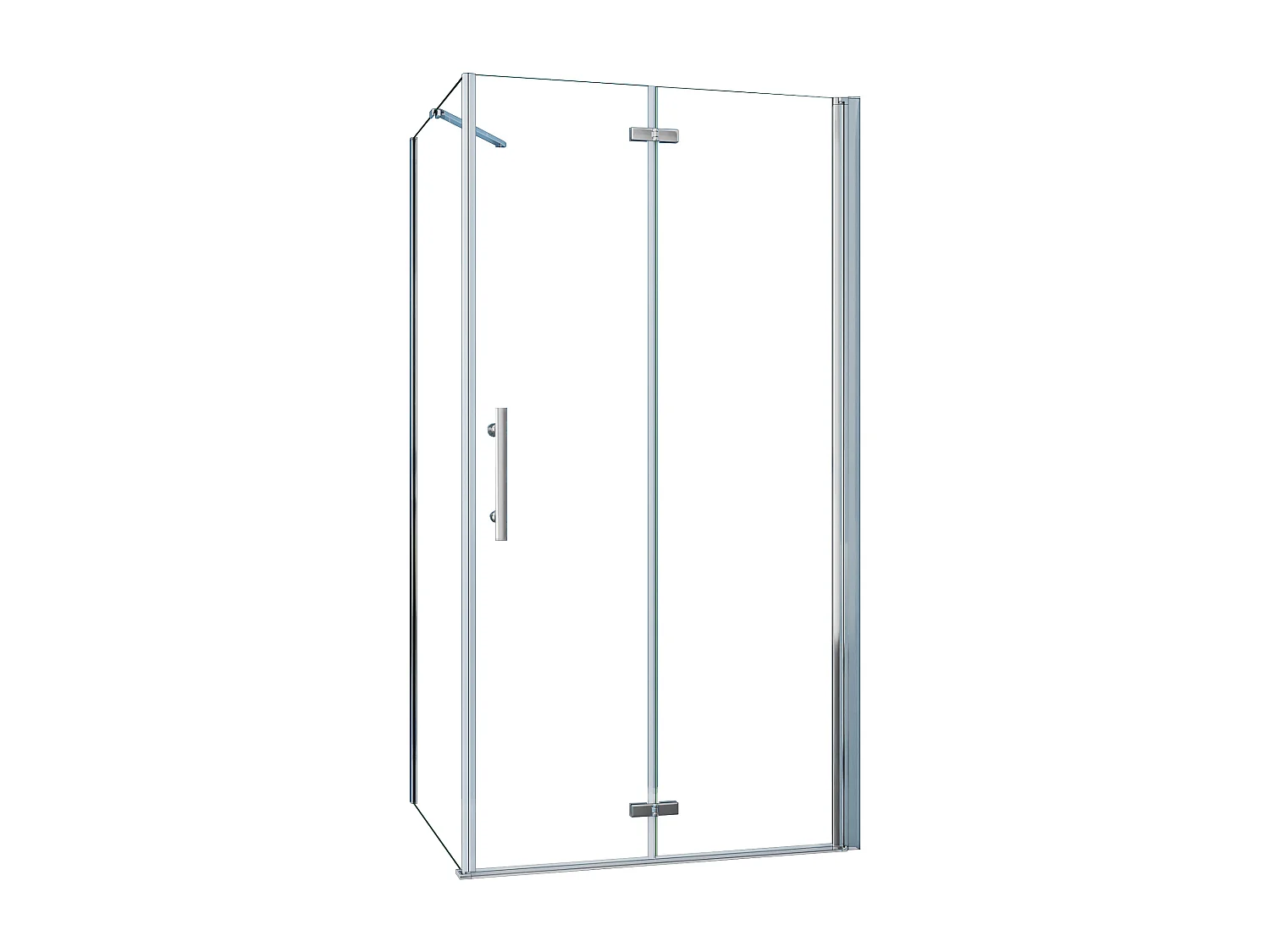 AICA Mampara de Ducha Frontal Plegable+Panel lateral,Barra 50cm,Perfil Cromado Vidrio Antical 6mm (980-1000)x(880-900)x1950mm