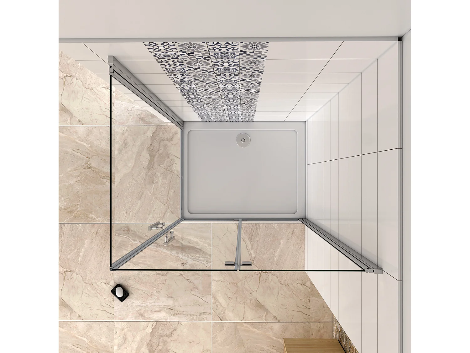 AICA Mampara de Ducha Cuadrada Angular Combinada con Mampara Abatible y Plegable de Vidrio Antical de 6mm (830-850)x(830-850)x1950mm