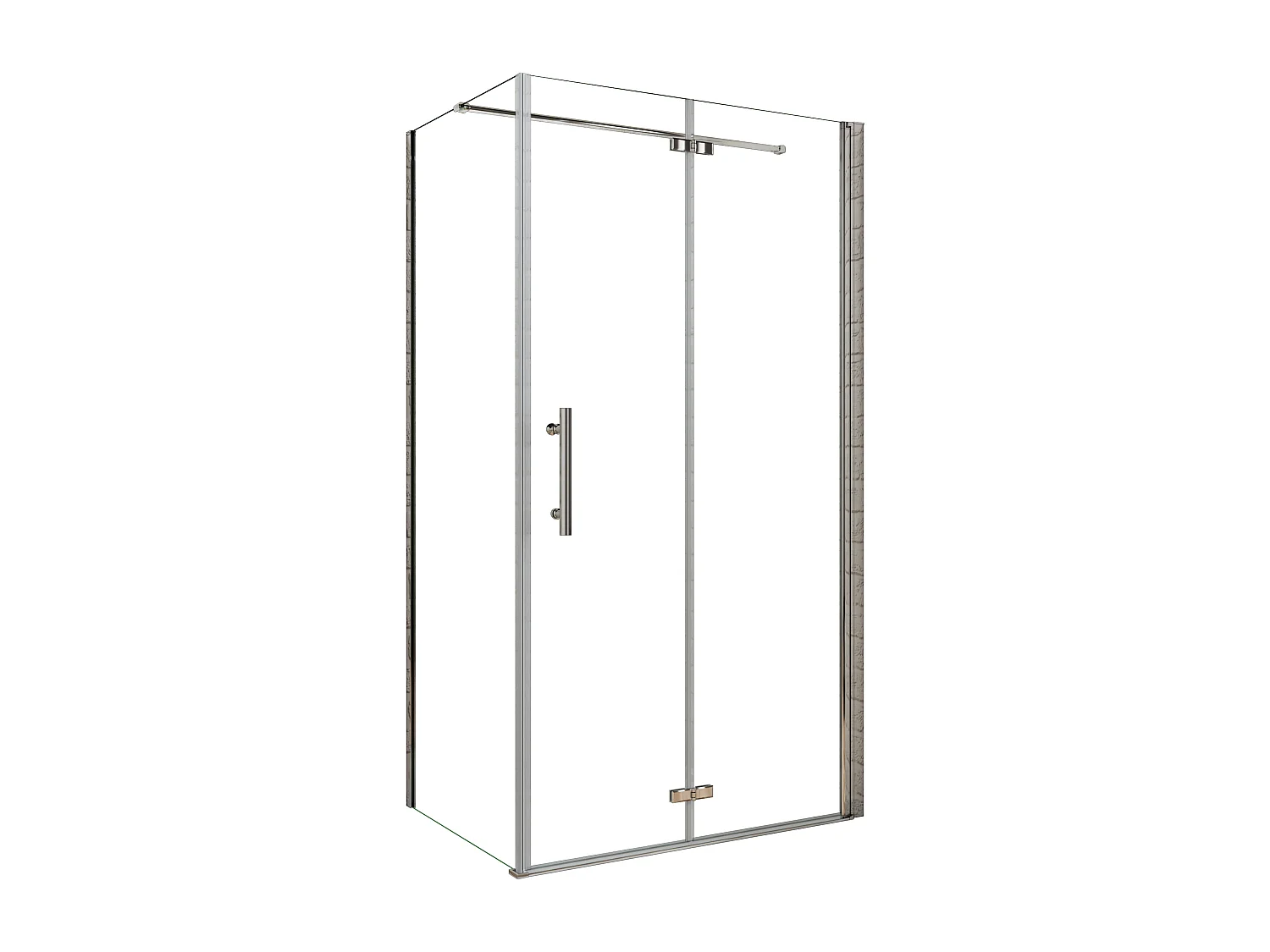 Porta de duche de fole e Painel lateral uma Barra 140cm Perfil cromado Vidro Anticalcário 6mm (740-760)x(680-700)x1950mm-AICA