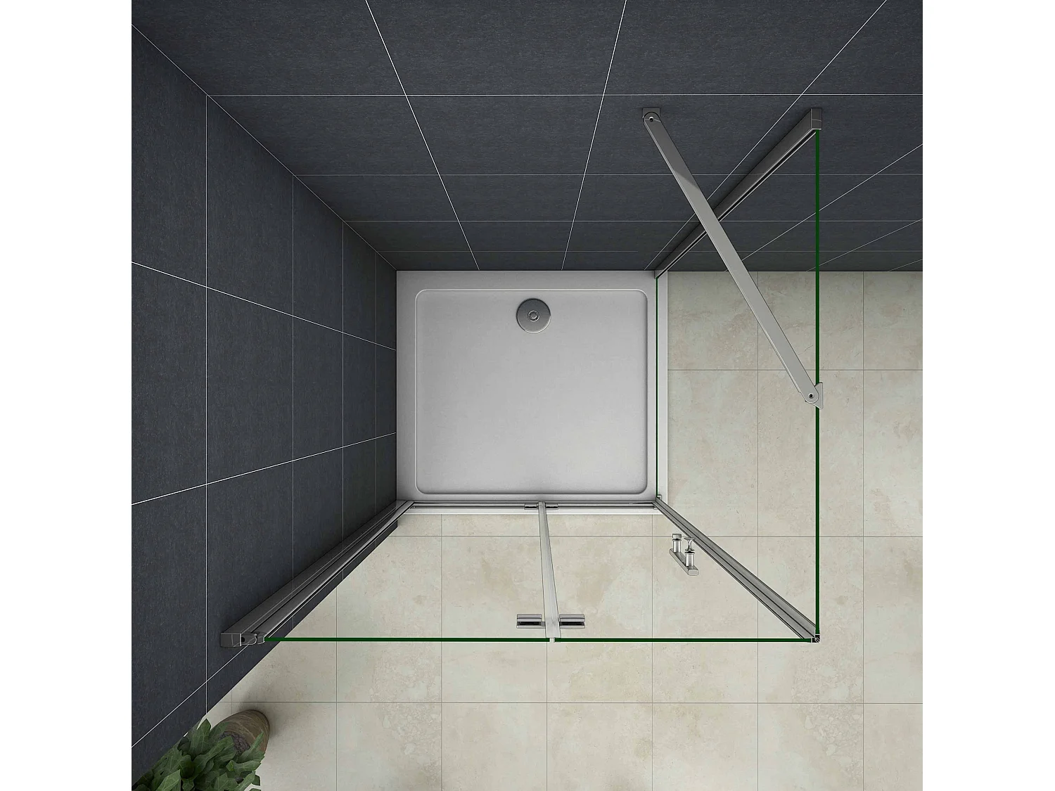 AICA Mampara de Ducha Frontal Plegable+Panel lateral,Barra 50cm,Perfil Cromado Vidrio Antical 6mm (1180-1200)x(740-760)x1950mm