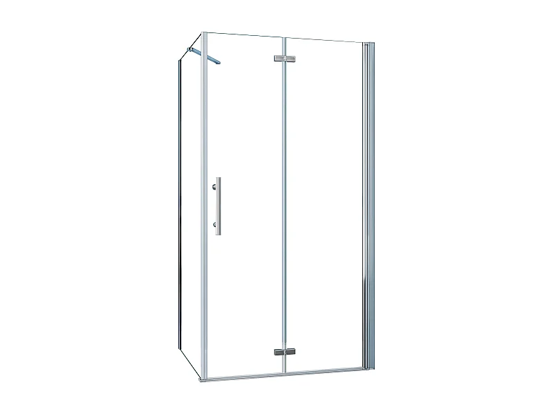 AICA Mampara de Ducha Frontal Plegable+Panel lateral,Barra 50cm,Perfil Cromado Vidrio Antical 6mm (1180-1200)x(740-760)x1950mm